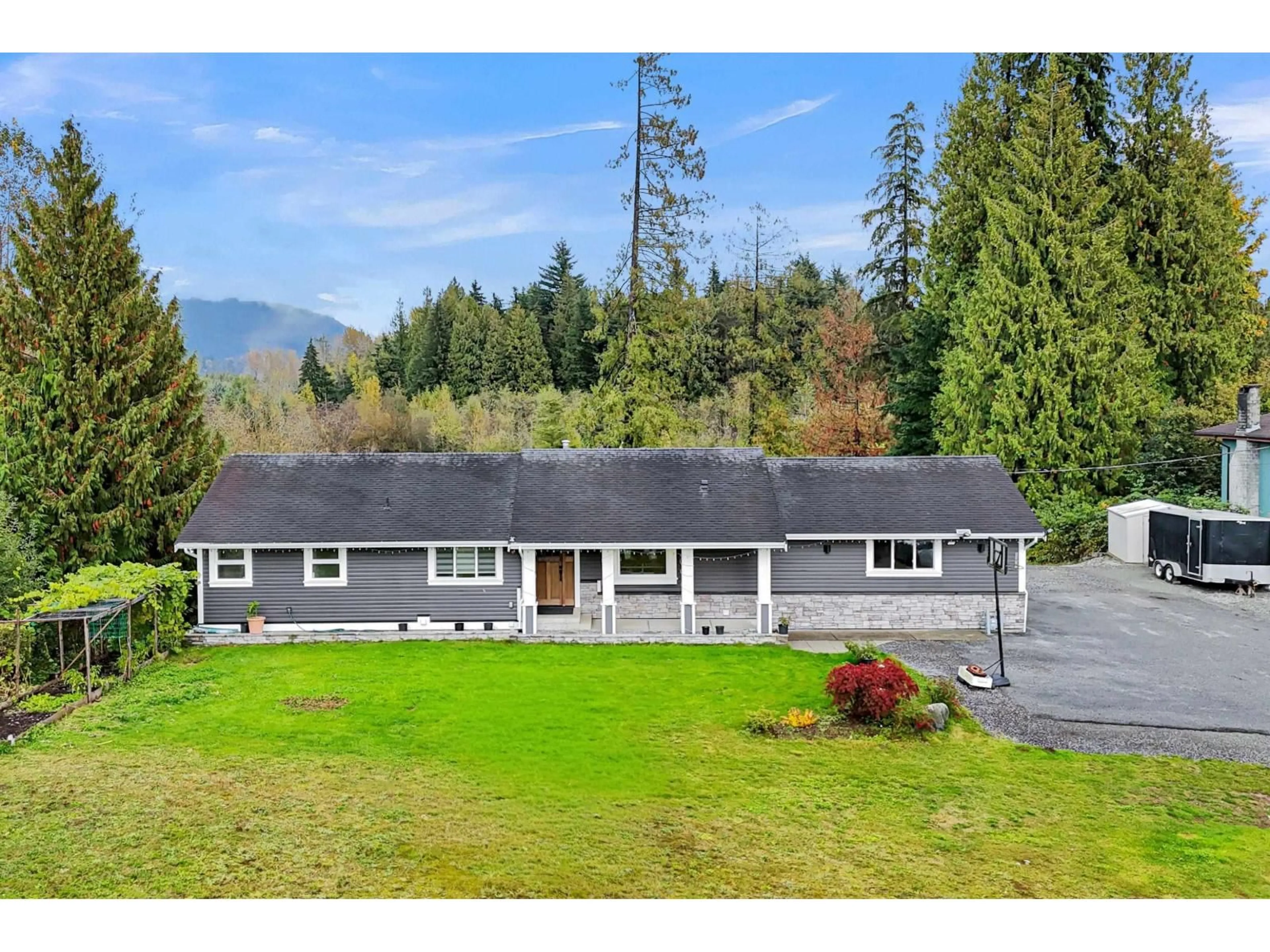 A pic from outside/outdoor area/front of a property/back of a property/a pic from drone, mountain view for 8972 DEWDNEY TRUNK ROAD, Mission British Columbia V2V6Y1