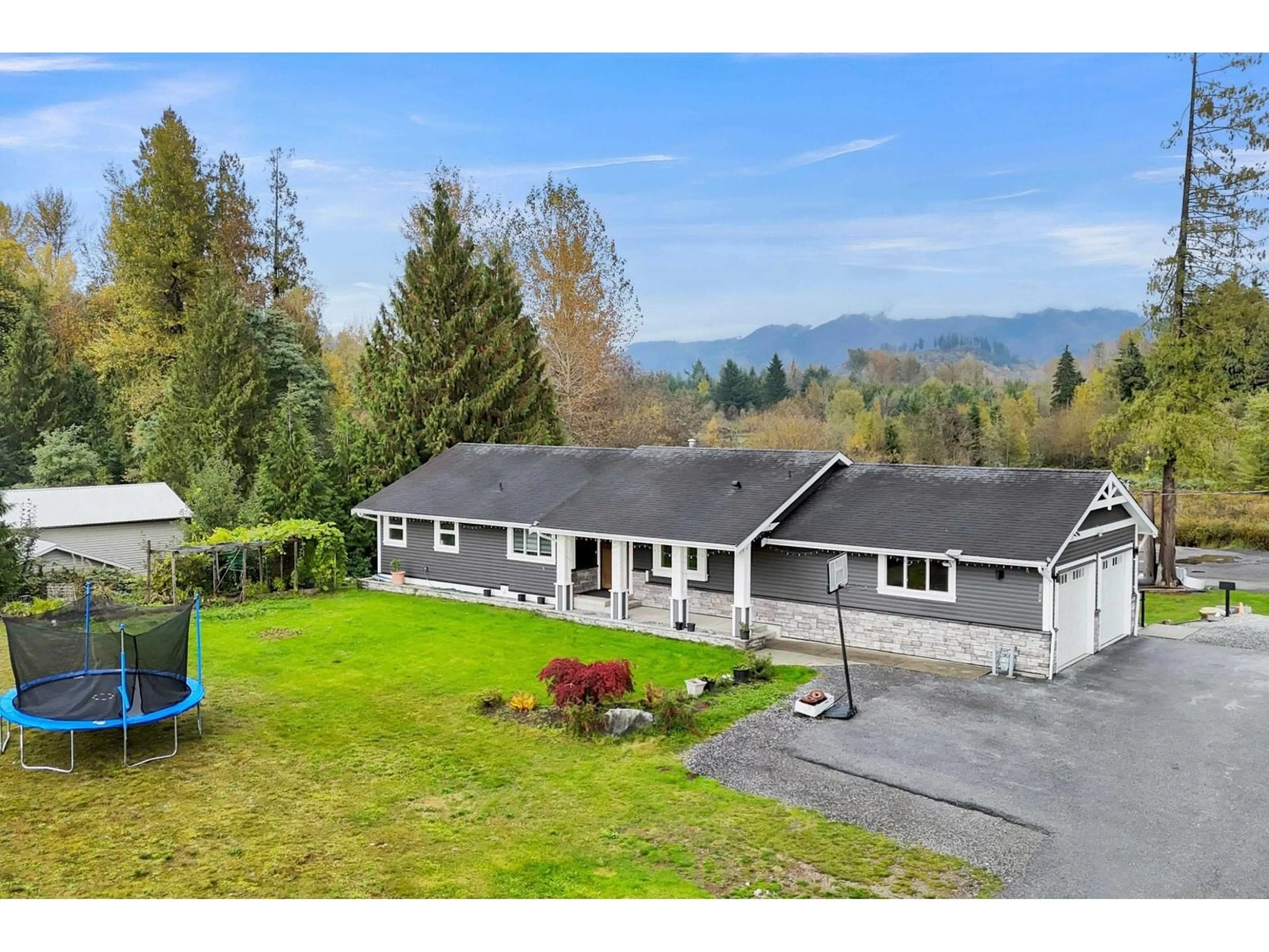 A pic from outside/outdoor area/front of a property/back of a property/a pic from drone, mountain view for 8972 DEWDNEY TRUNK ROAD, Mission British Columbia V2V6Y1
