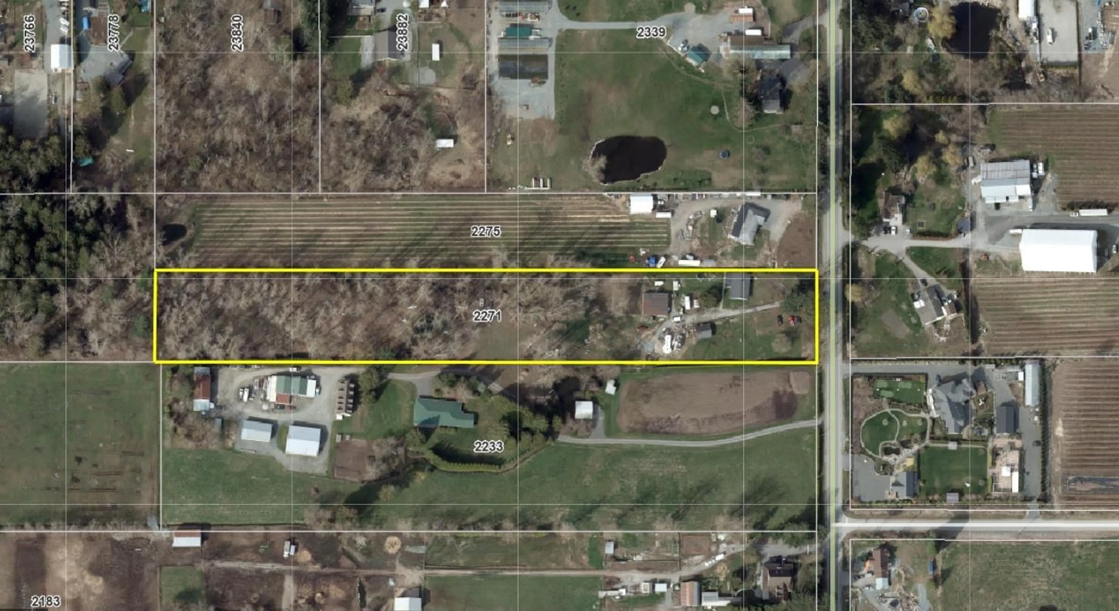 A pic from outside/outdoor area/front of a property/back of a property/a pic from drone, street for 2271 240 STREET, Langley British Columbia V2Z3A4