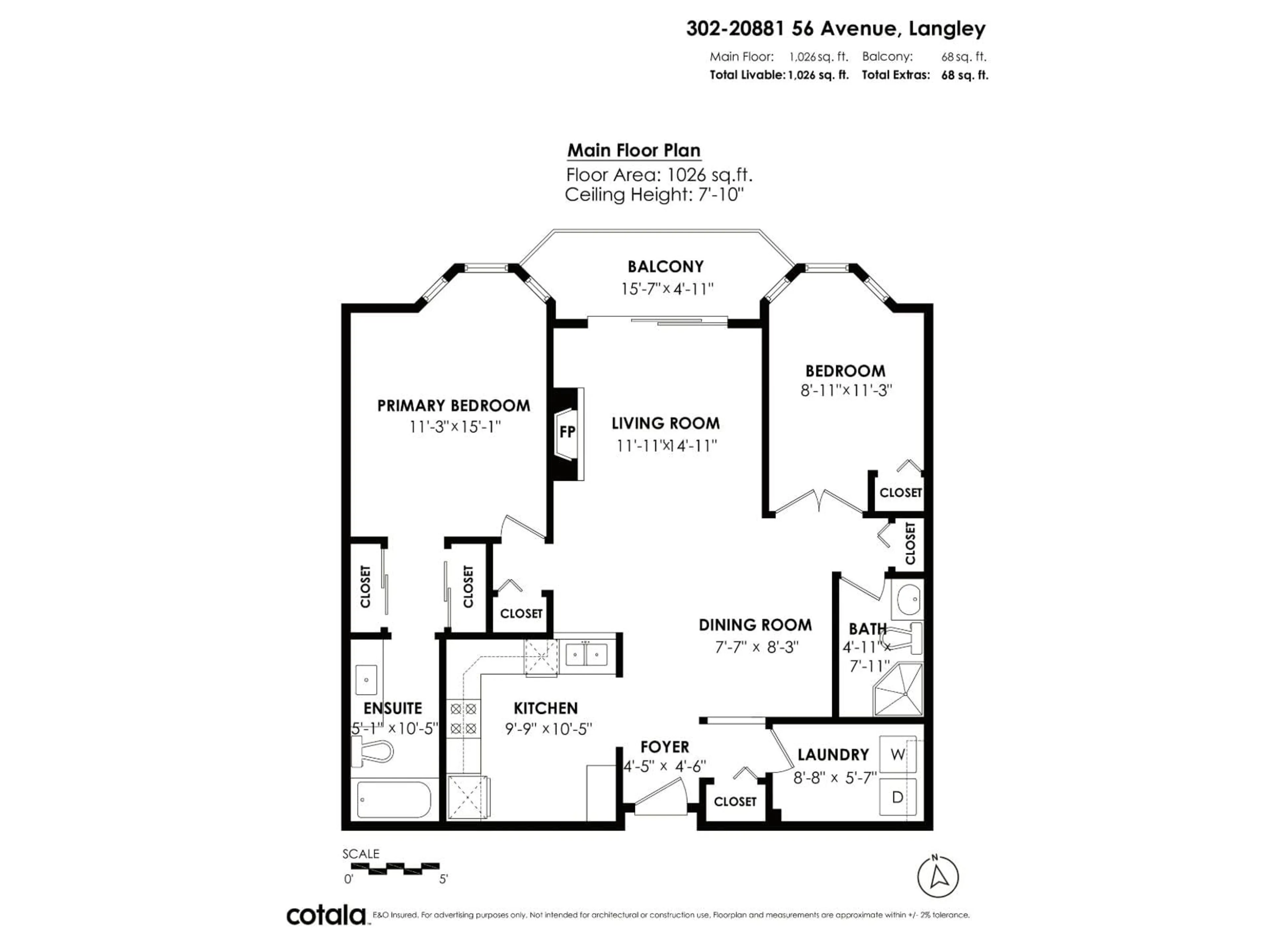 Floor plan for 302 - 20881 56 AVENUE, Langley British Columbia V3A3Z3