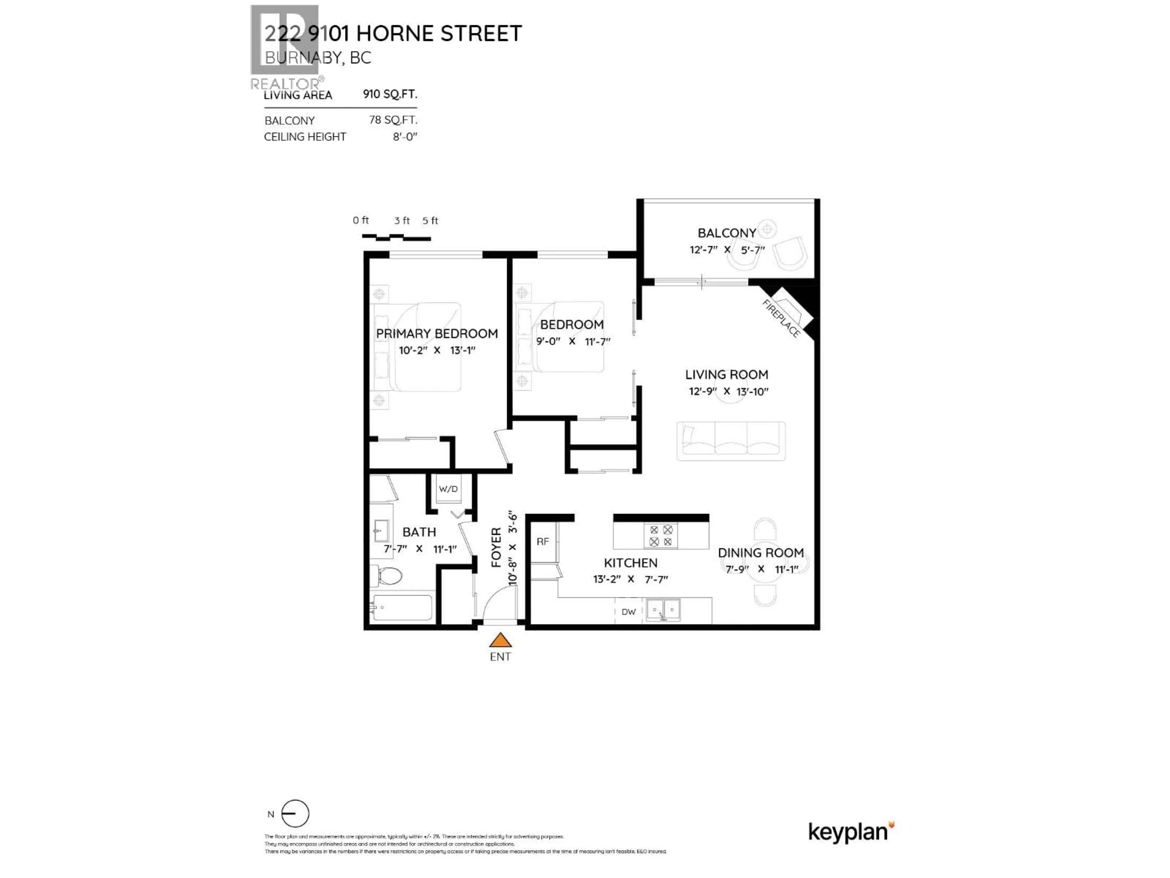 Floor plan for 222 - 9101 HORNE STREET, Burnaby British Columbia V3N4M3
