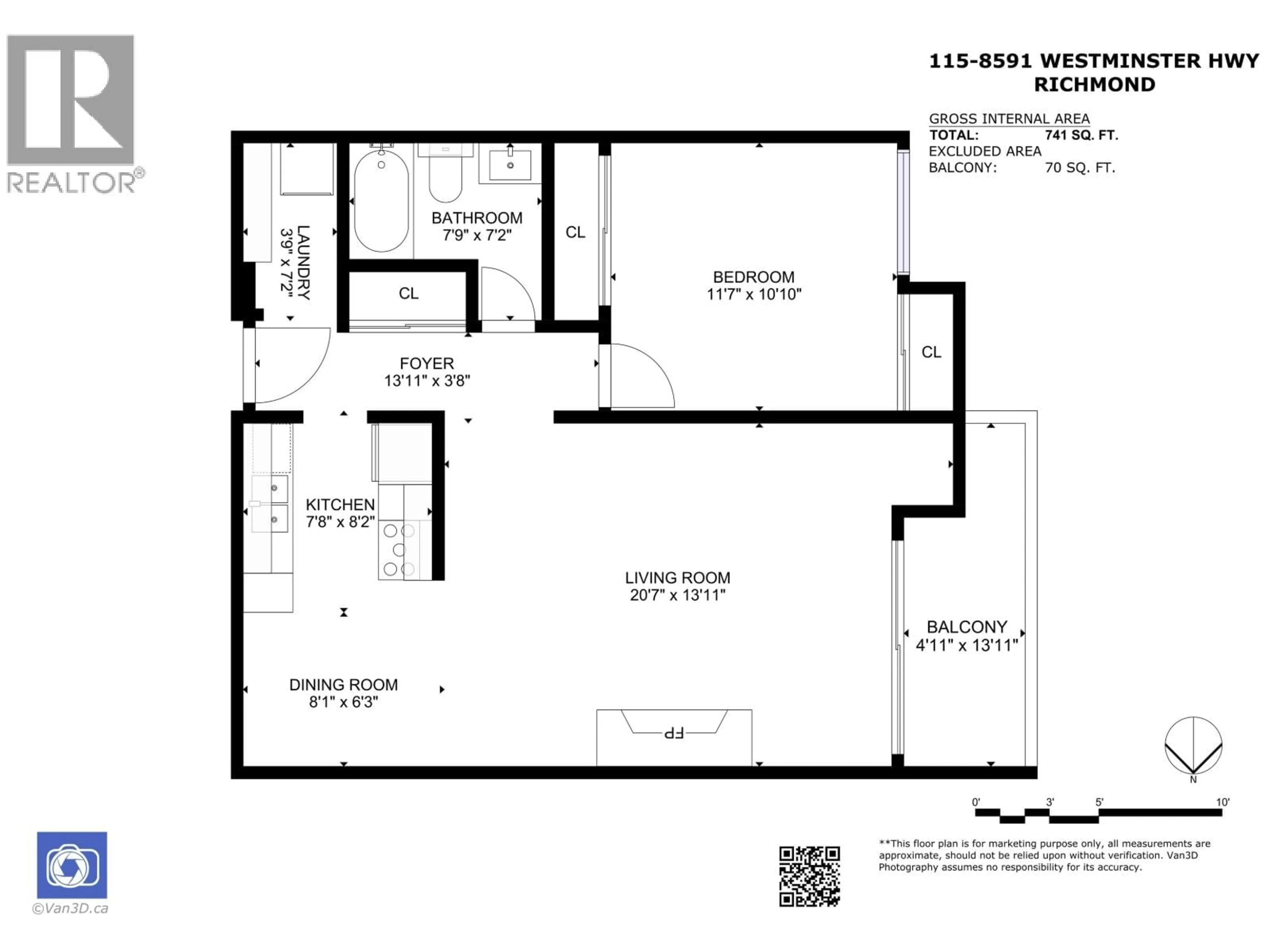 Floor plan for 115 - 8591 WESTMINSTER HIGHWAY, Richmond British Columbia V6X3E2