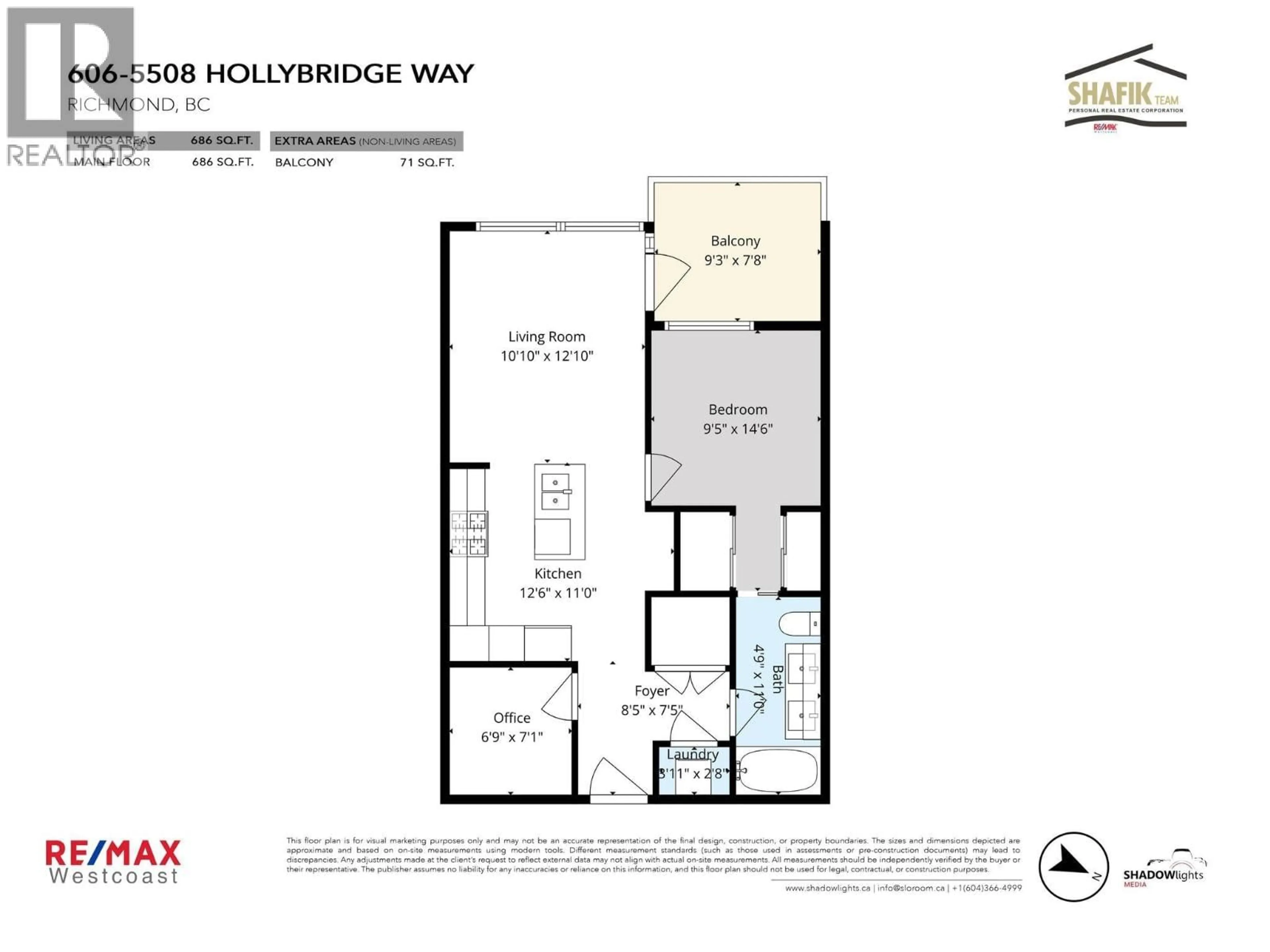 Floor plan for 606 - 5508 HOLLYBRIDGE WAY, Richmond British Columbia V7C0C7