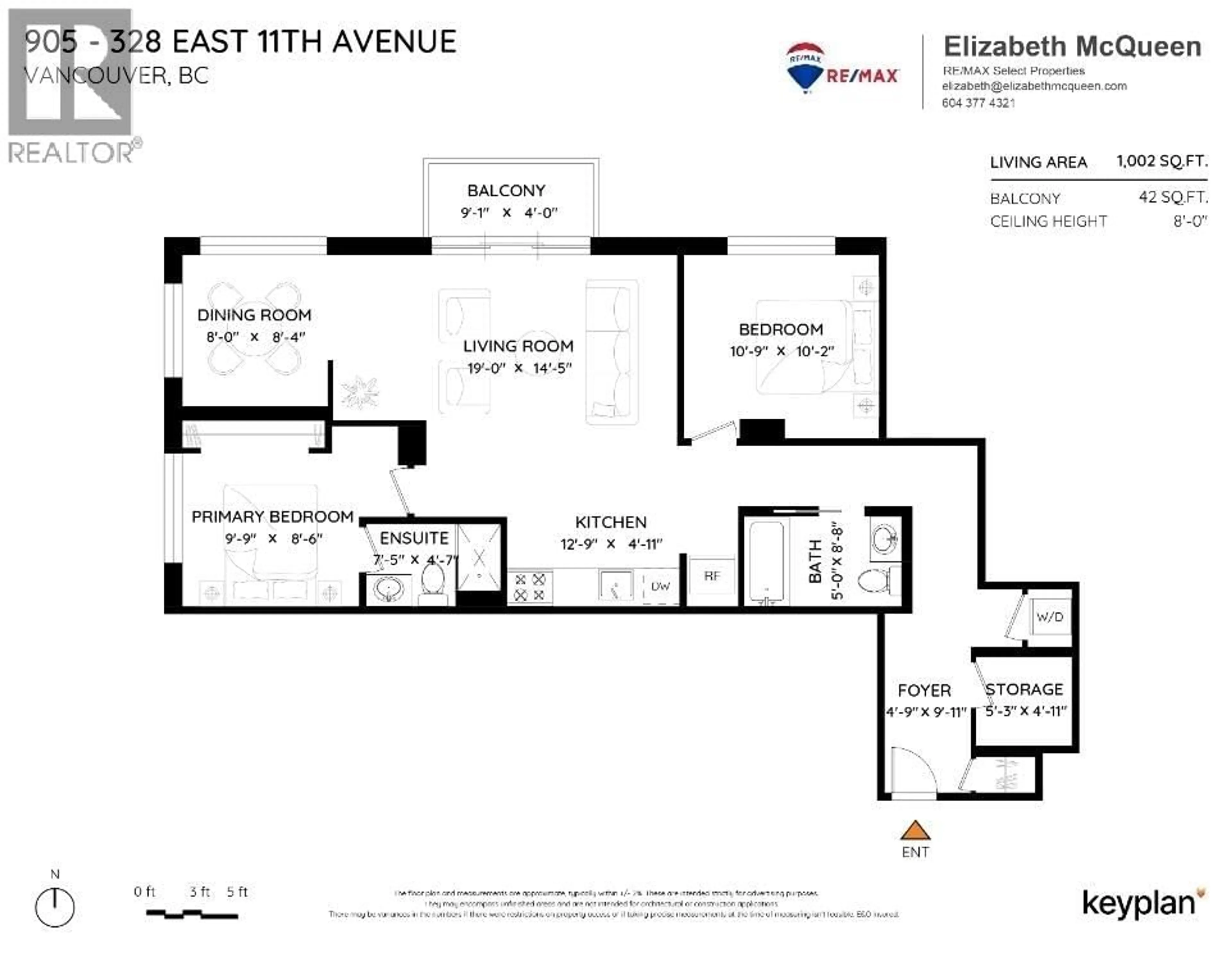 Floor plan for 905 - 328 11TH AVENUE, Vancouver British Columbia V5T4W1