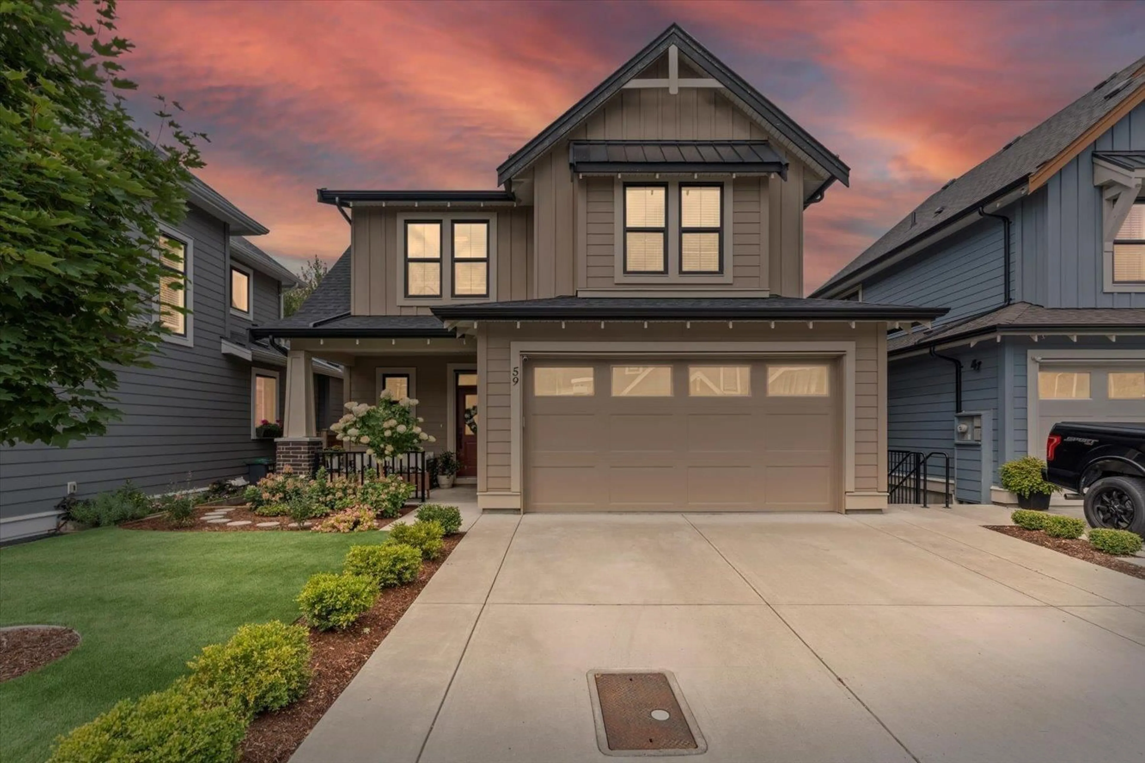 Home with brick exterior material, street for 59 - 46211 PROMONTORY ROAD, Chilliwack British Columbia V2R0E5