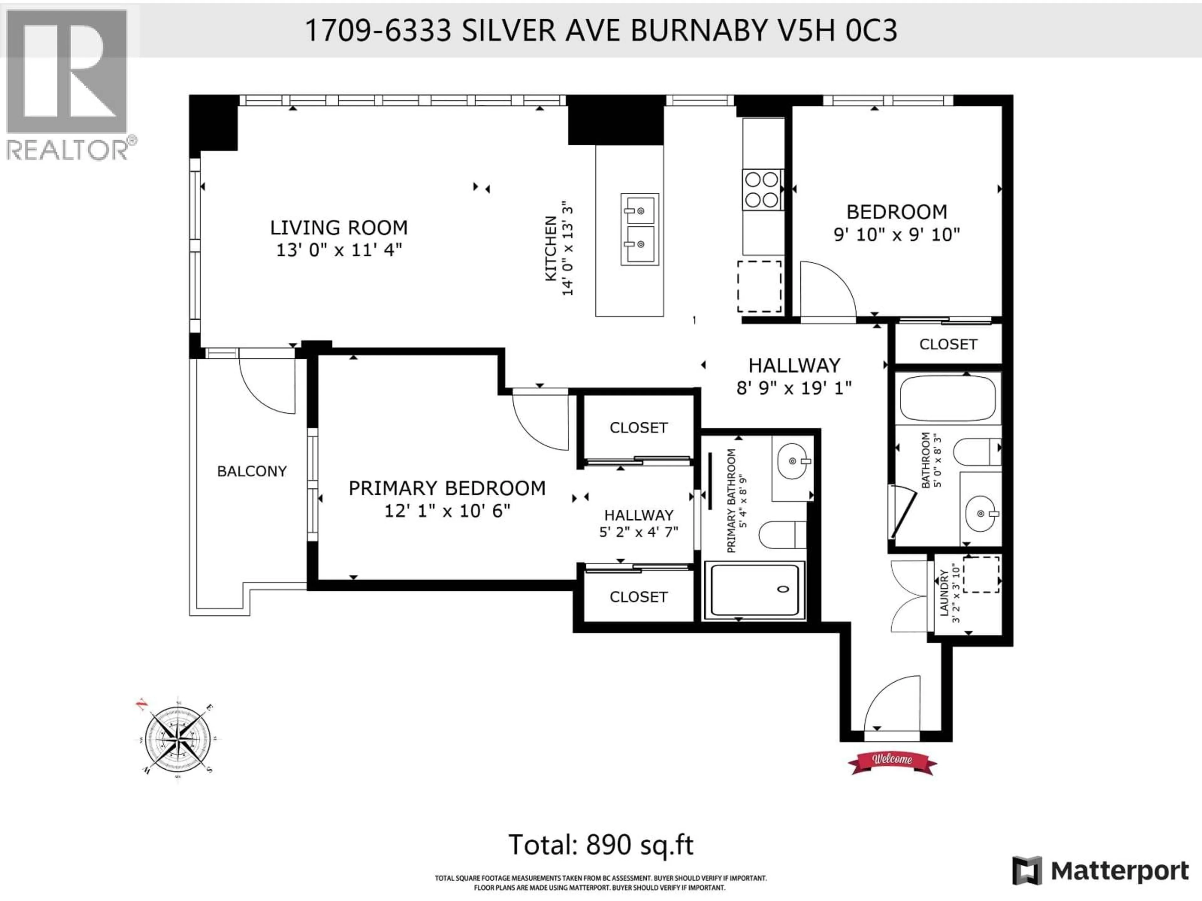 Floor plan for 1709 - 6333 SILVER, Burnaby British Columbia V5H0C3