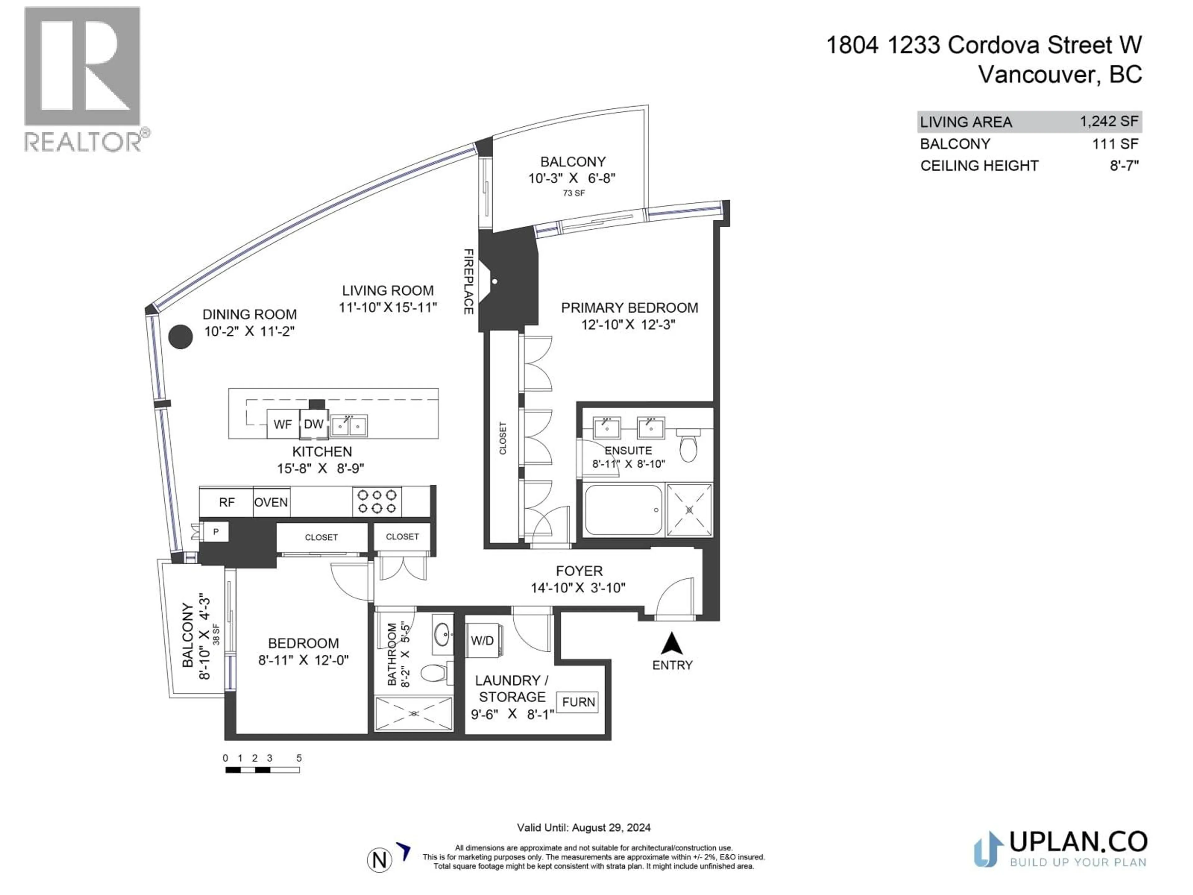 Floor plan for 1804 - 1233 CORDOVA STREET, Vancouver British Columbia V6C3R1