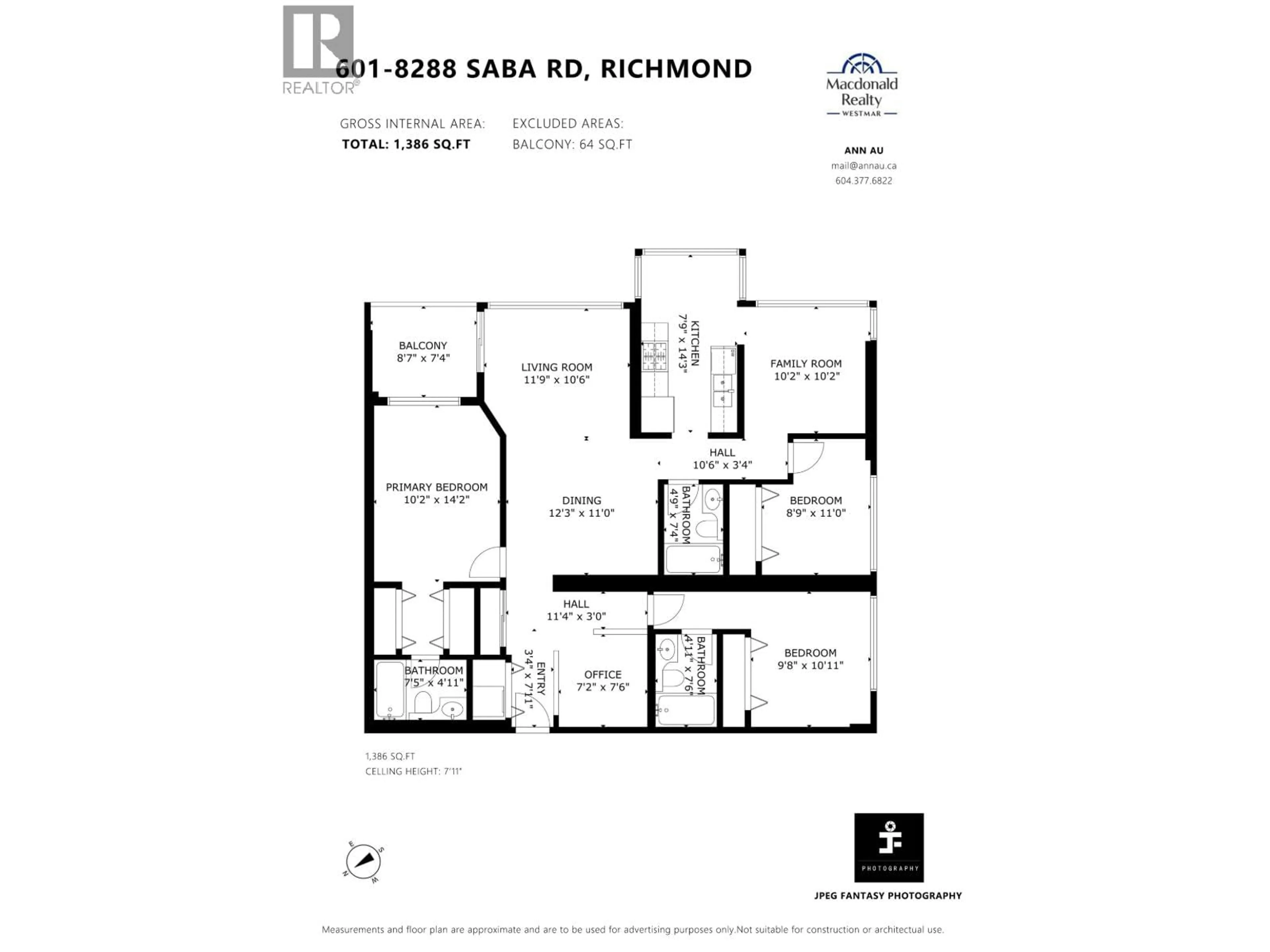 Floor plan for 601 - 8288 SABA ROAD, Richmond British Columbia V6Y4C8