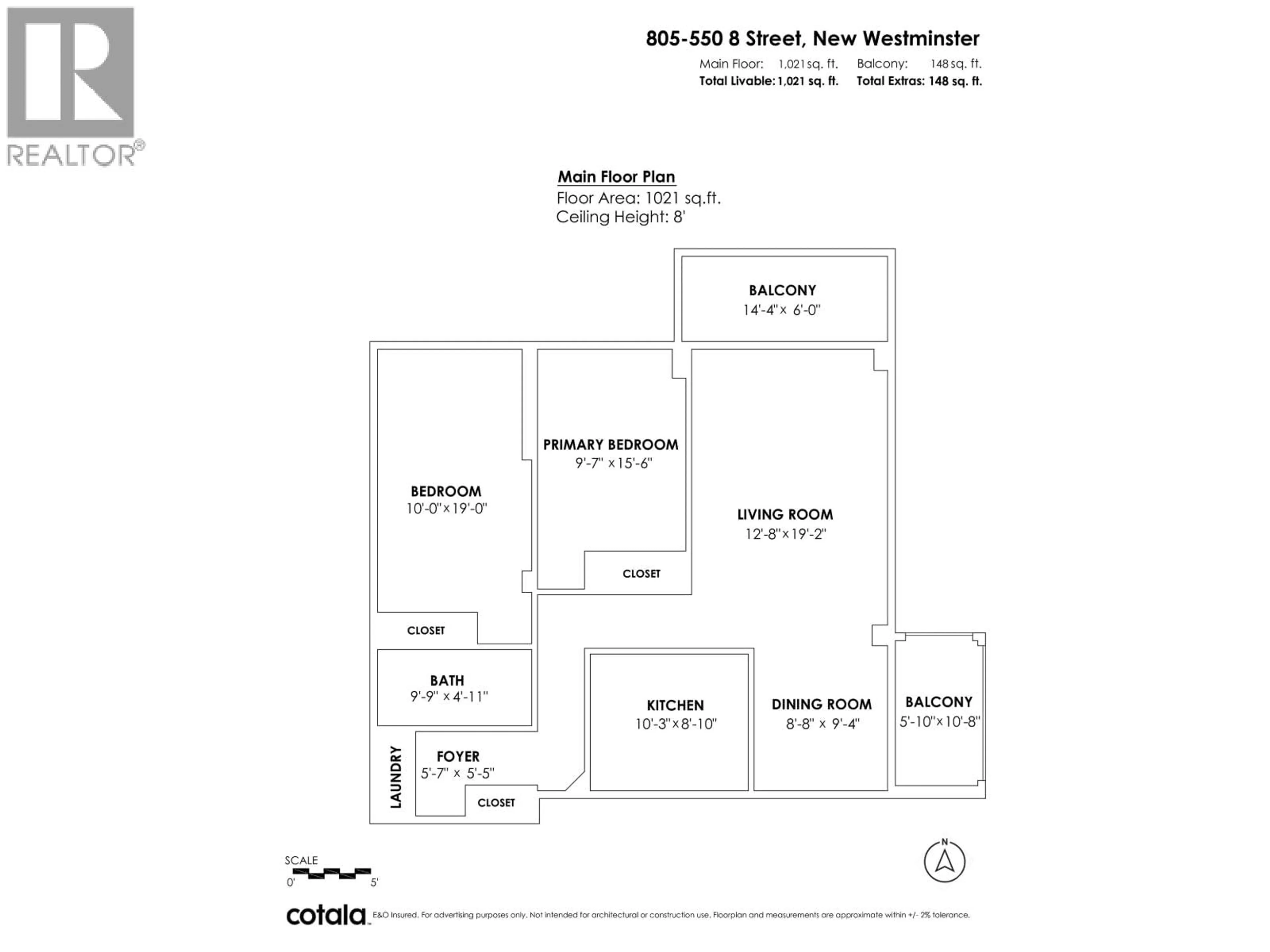 Floor plan for 805 - 550 EIGHTH STREET, New Westminster British Columbia V3M3R9