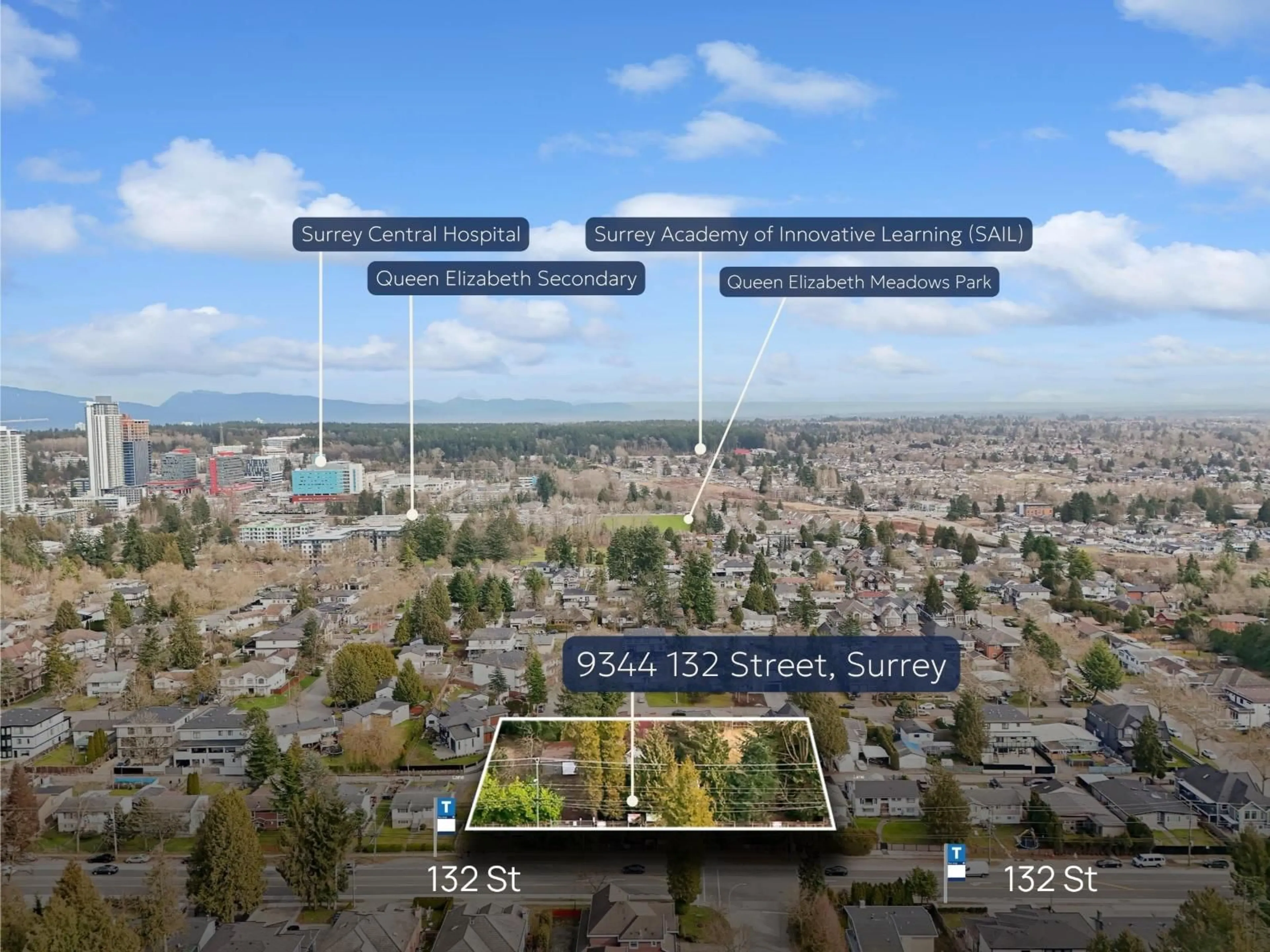 A pic from outside/outdoor area/front of a property/back of a property/a pic from drone, water/lake/river/ocean view for 9344 132 AVENUE, Surrey British Columbia V3V5R1