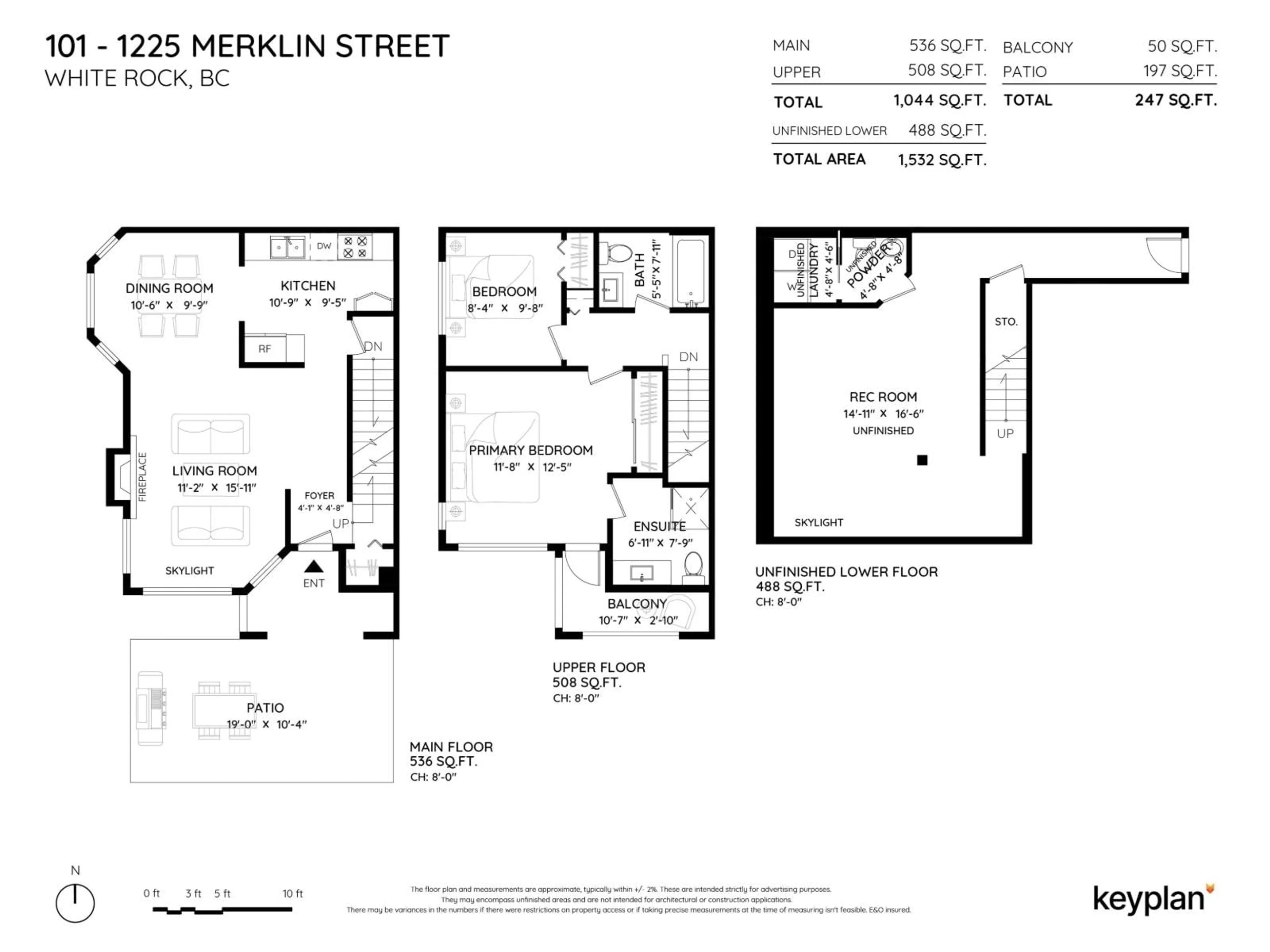 Floor plan for 101 - 1225 MERKLIN STREET, White Rock British Columbia V4B4B8