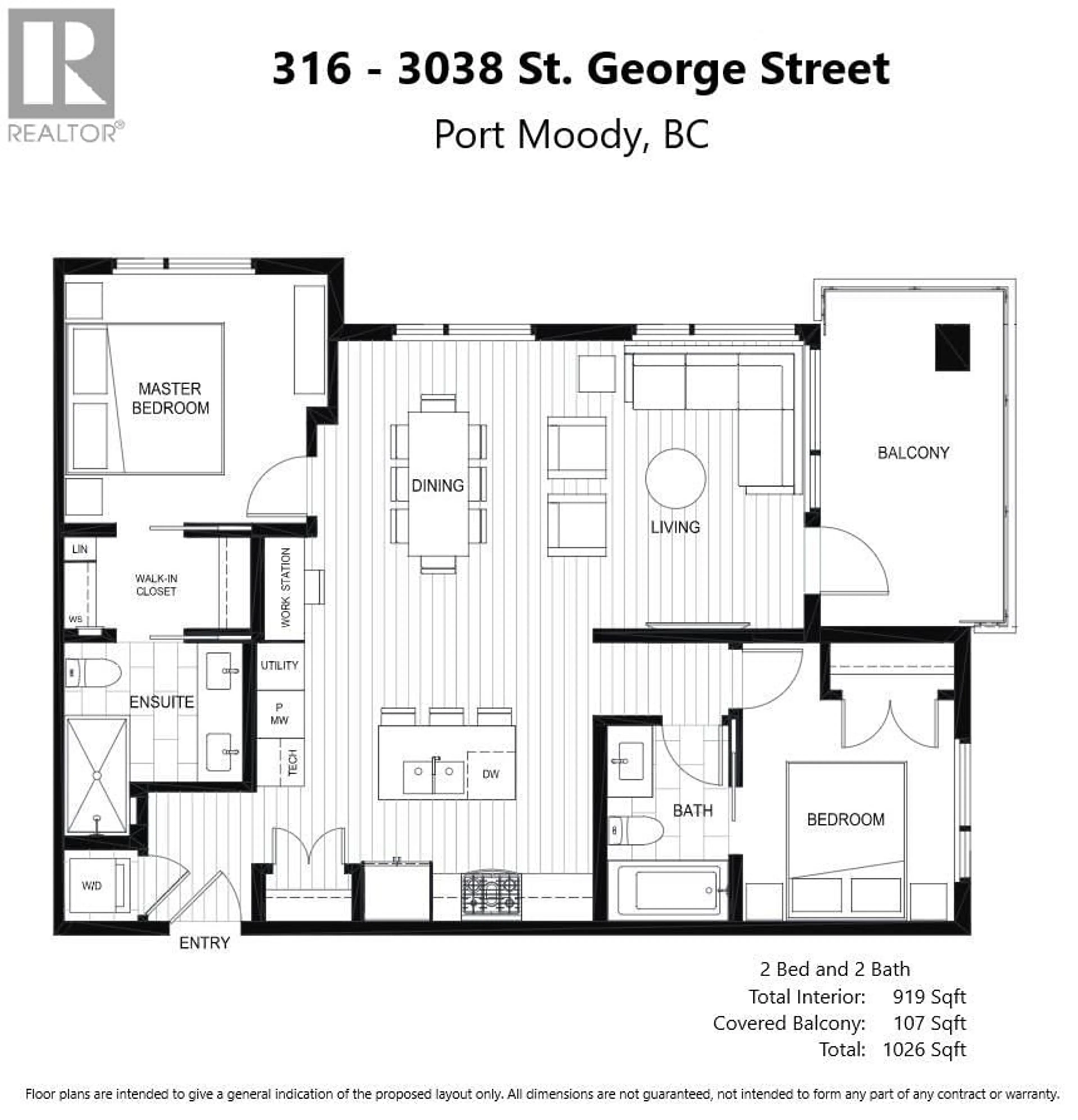 Floor plan for 316 - 3038 ST GEORGE STREET, Port Moody British Columbia V3H0L3