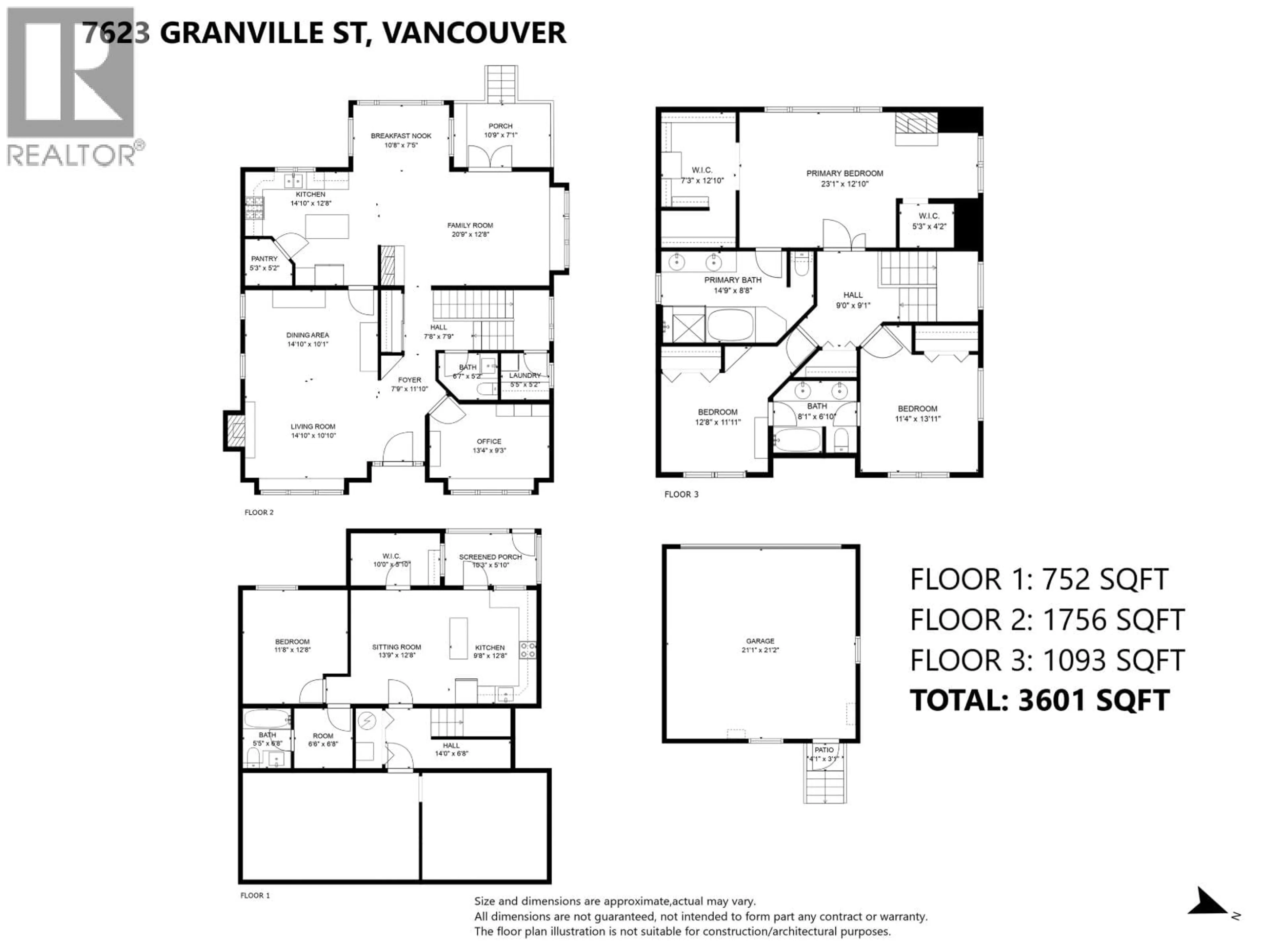 Floor plan for 7623 GRANVILLE STREET, Vancouver British Columbia V6P4Y8