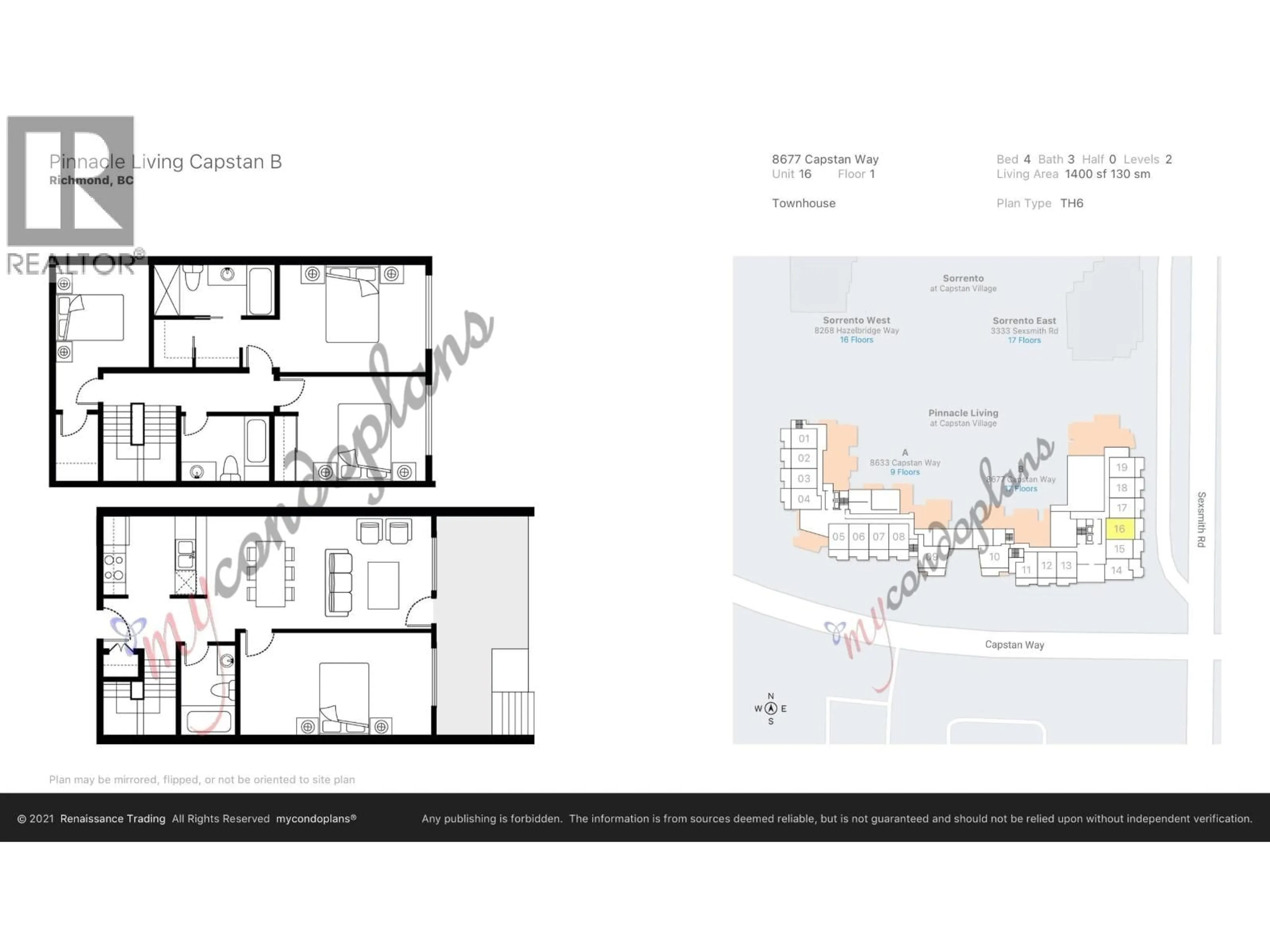 Floor plan for 16 - 8677 CAPSTAN WAY, Richmond British Columbia V6X0N6