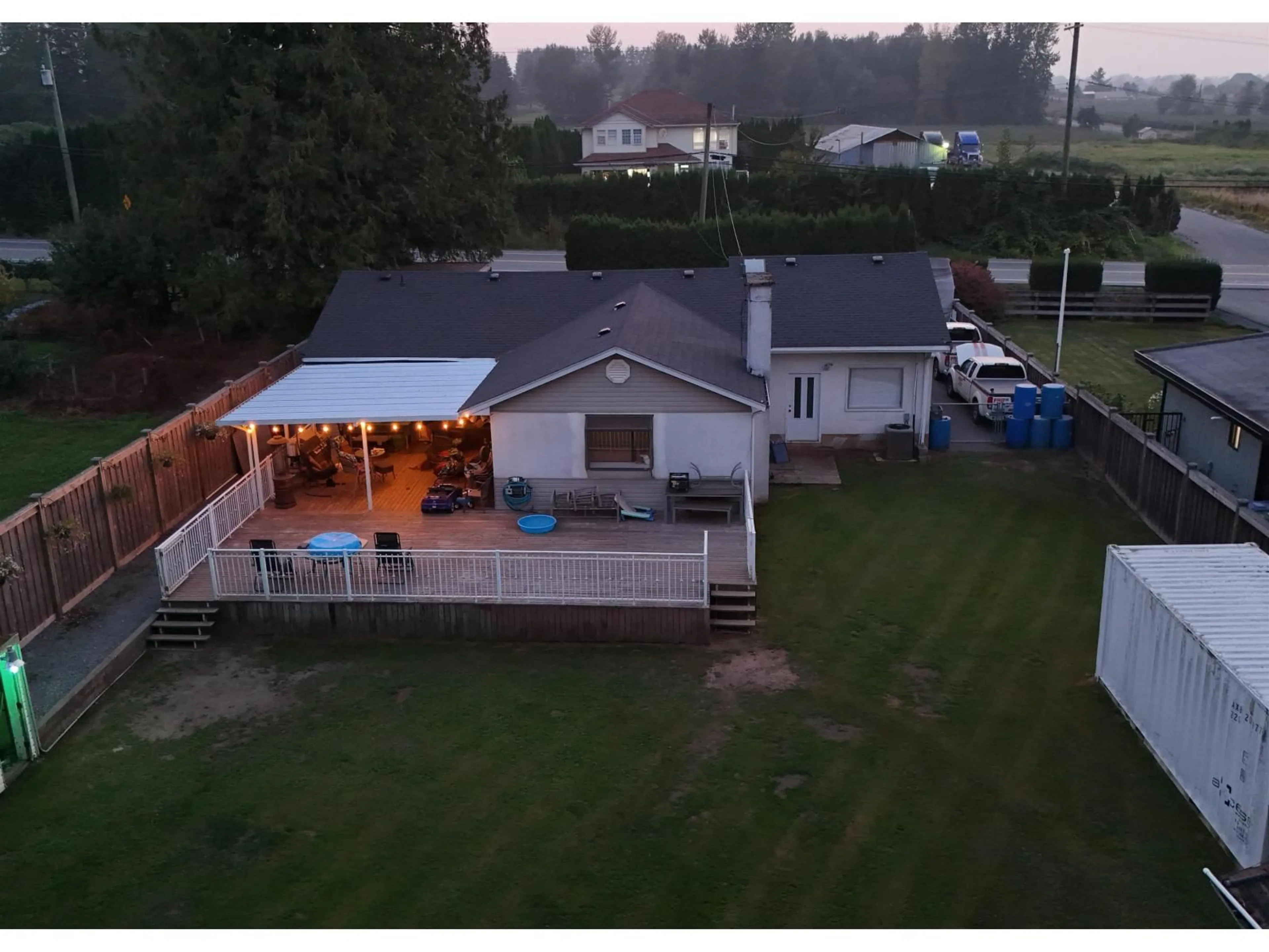 A pic from outside/outdoor area/front of a property/back of a property/a pic from drone, water/lake/river/ocean view for 3132 BRADNER ROAD, Abbotsford British Columbia V4X1K2
