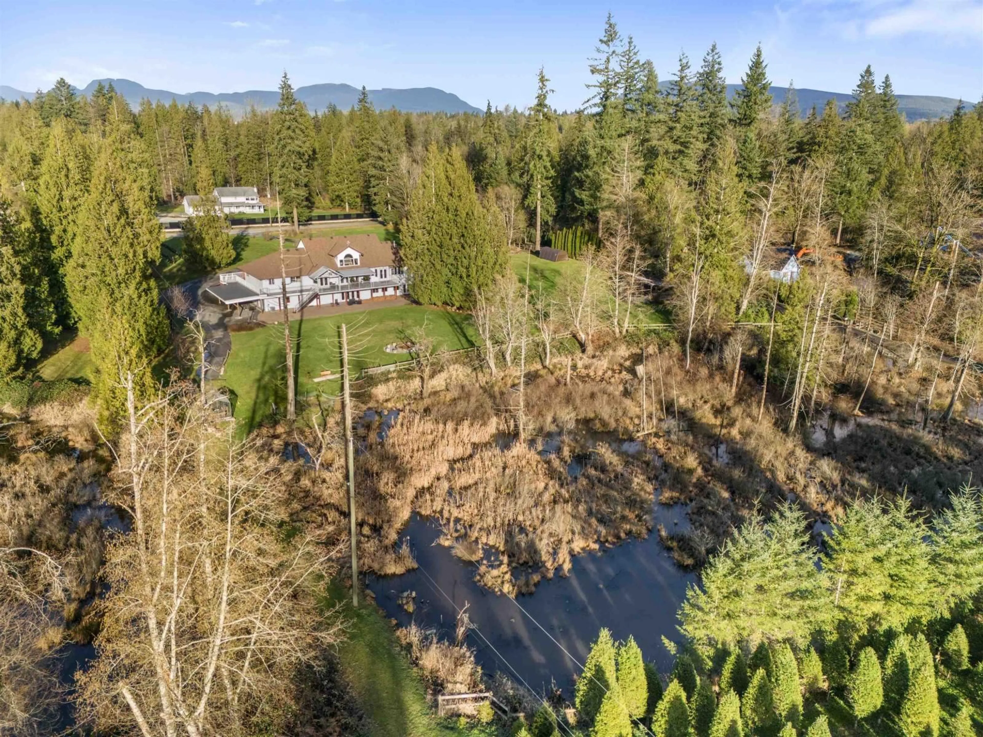A pic from outside/outdoor area/front of a property/back of a property/a pic from drone, forest/trees view for 21980 100 AVENUE, Langley British Columbia V1M3V1