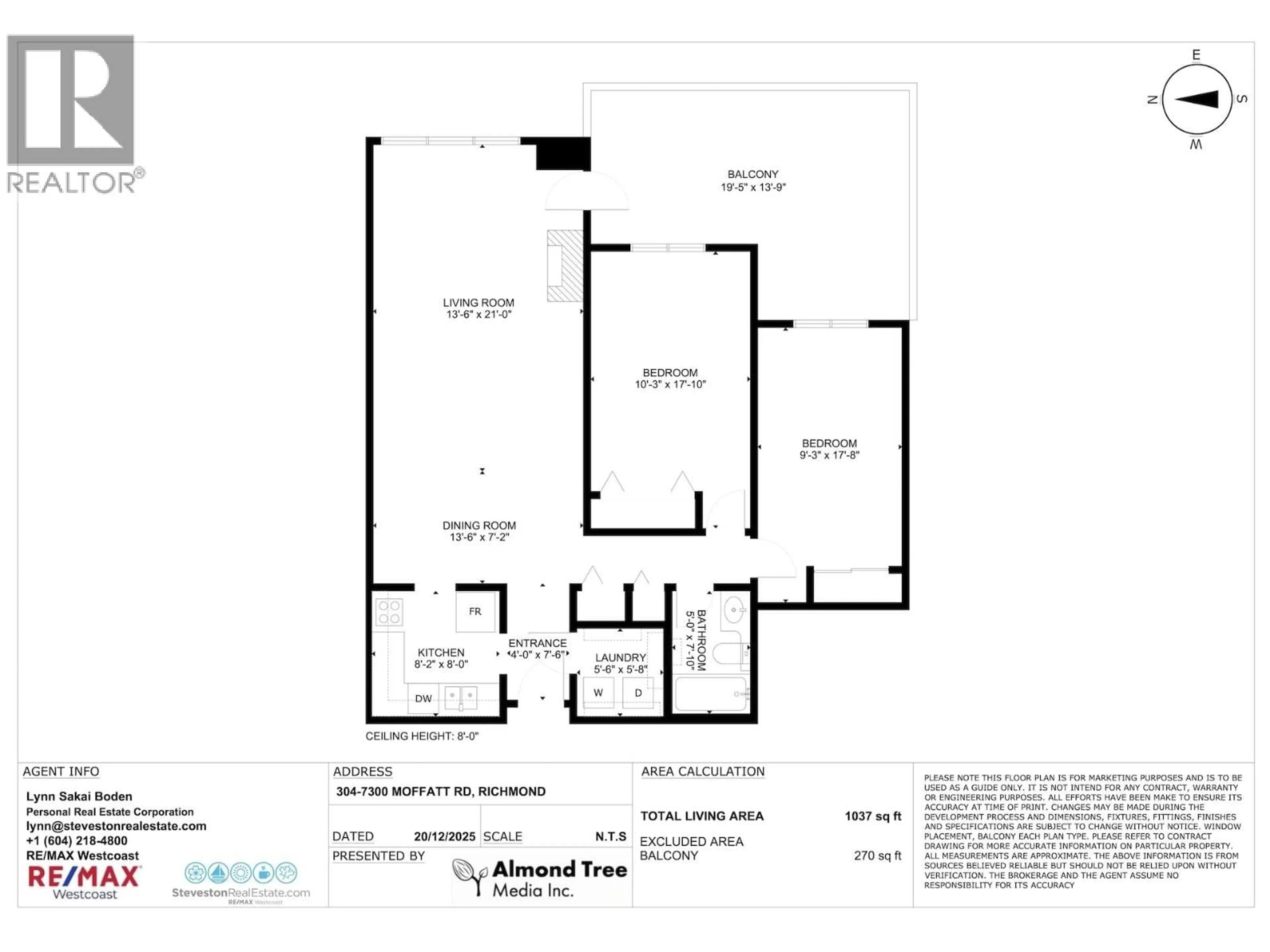 Floor plan for 304 - 7300 MOFFATT ROAD, Richmond British Columbia V6Y1X8