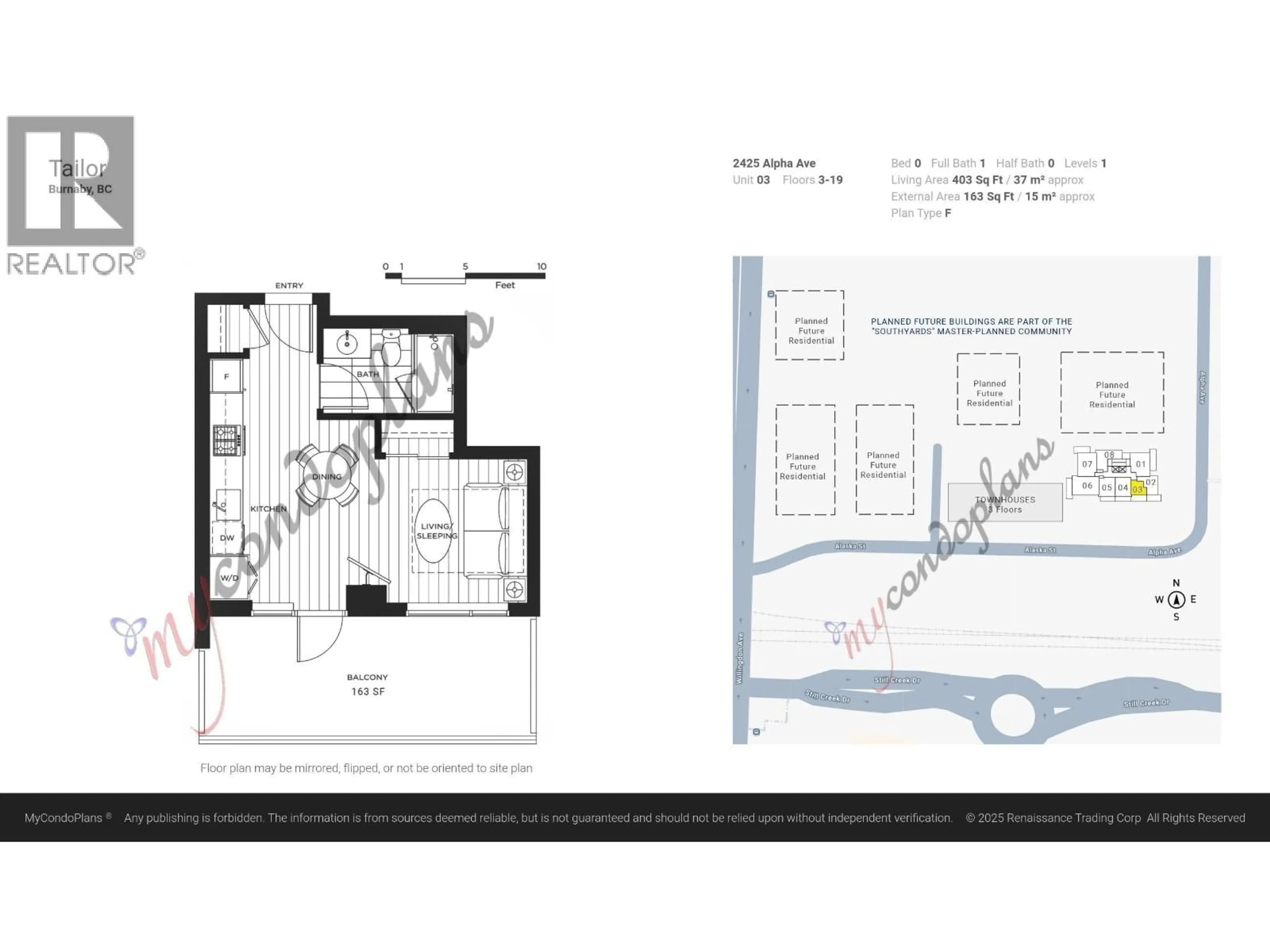 Floor plan for 1803 - 2425 ALPHA AVENUE, Burnaby British Columbia V5C0N6