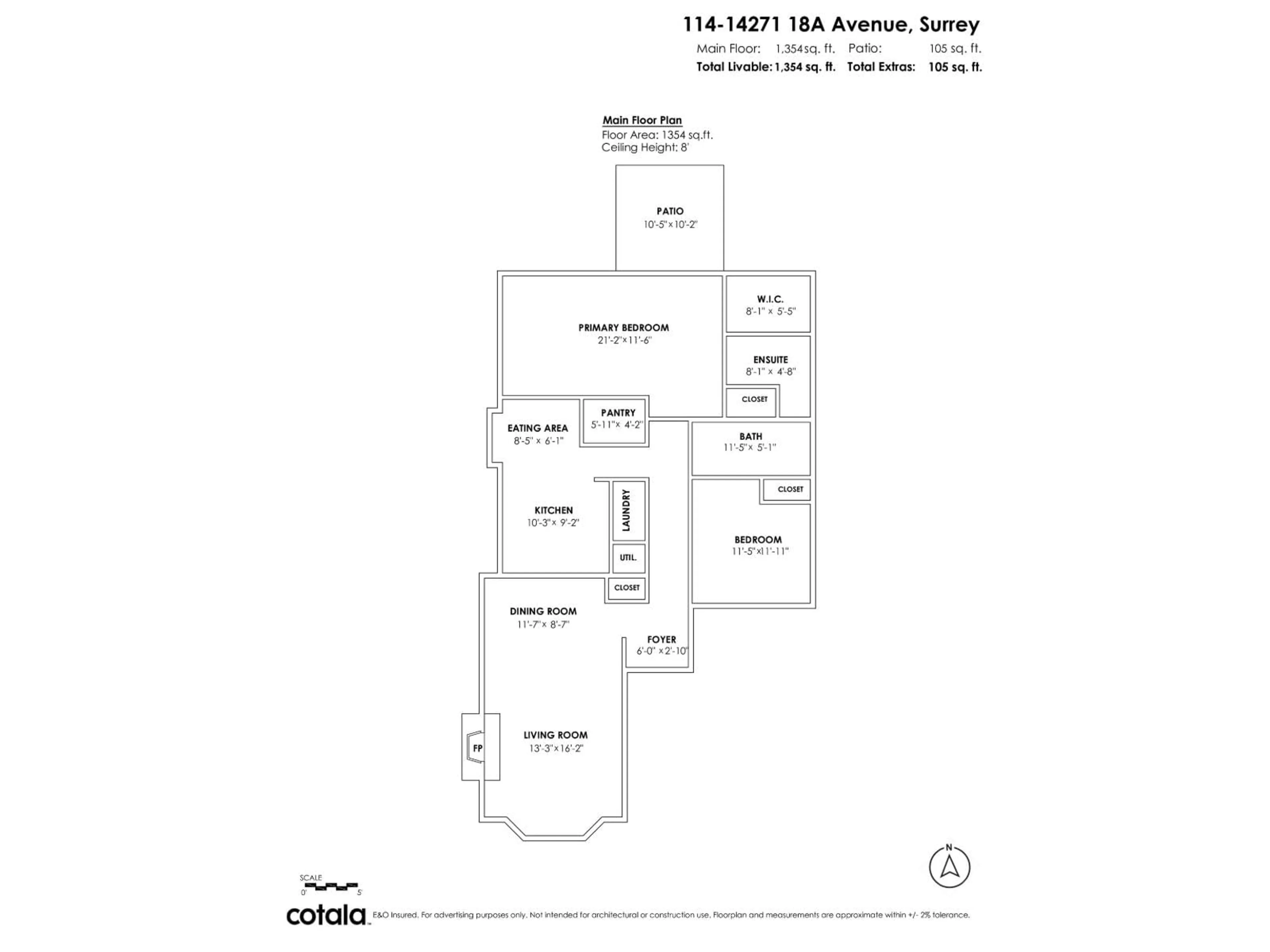 Floor plan for 114 - 14271 18A AVENUE, Surrey British Columbia V4A7N8
