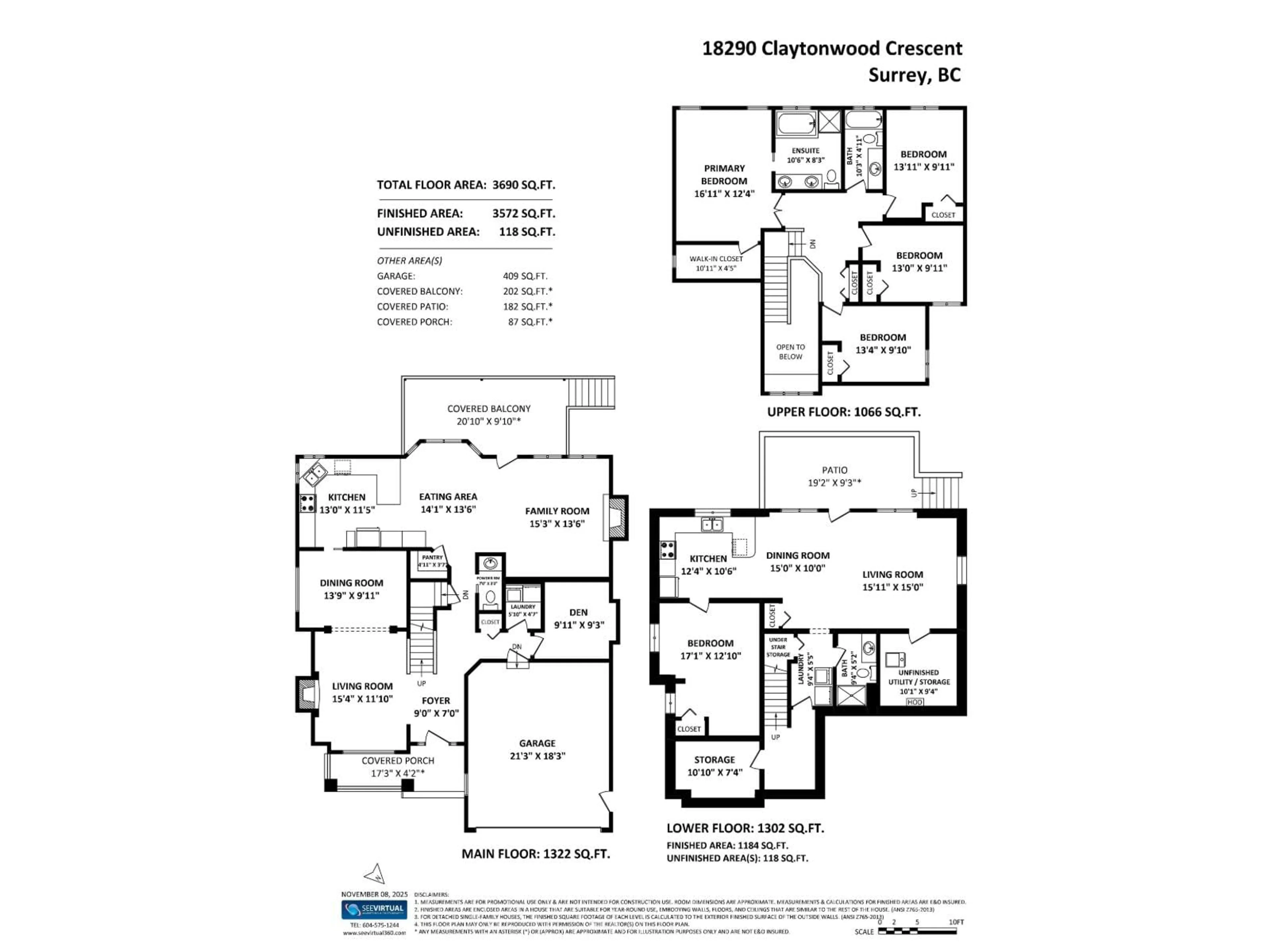 Floor plan for 18290 CLAYTONWOOD CRESCENT, Surrey British Columbia V3S0M3