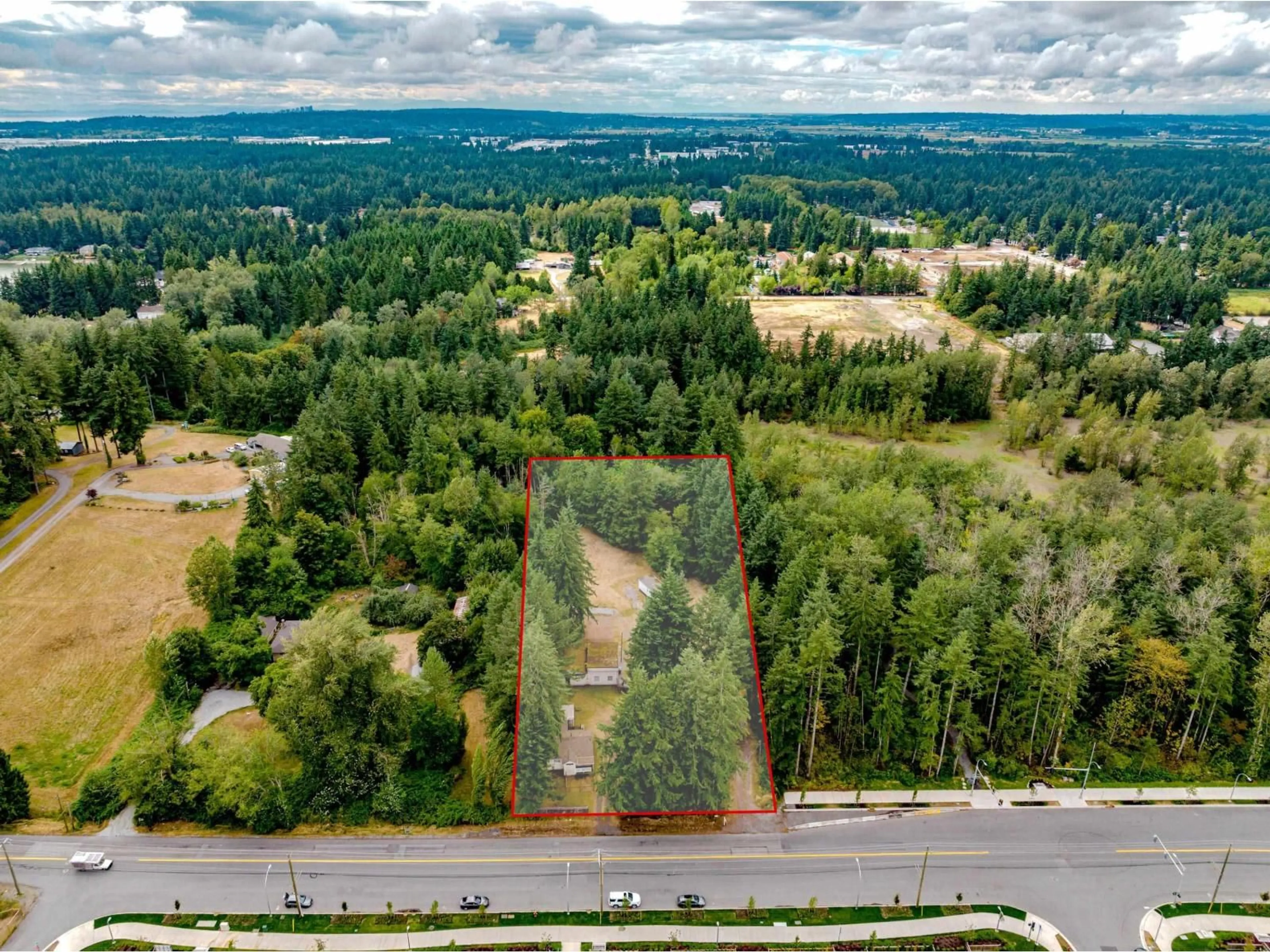 A pic from outside/outdoor area/front of a property/back of a property/a pic from drone, forest/trees view for 3381 208 STREET, Langley British Columbia V2Z2C5