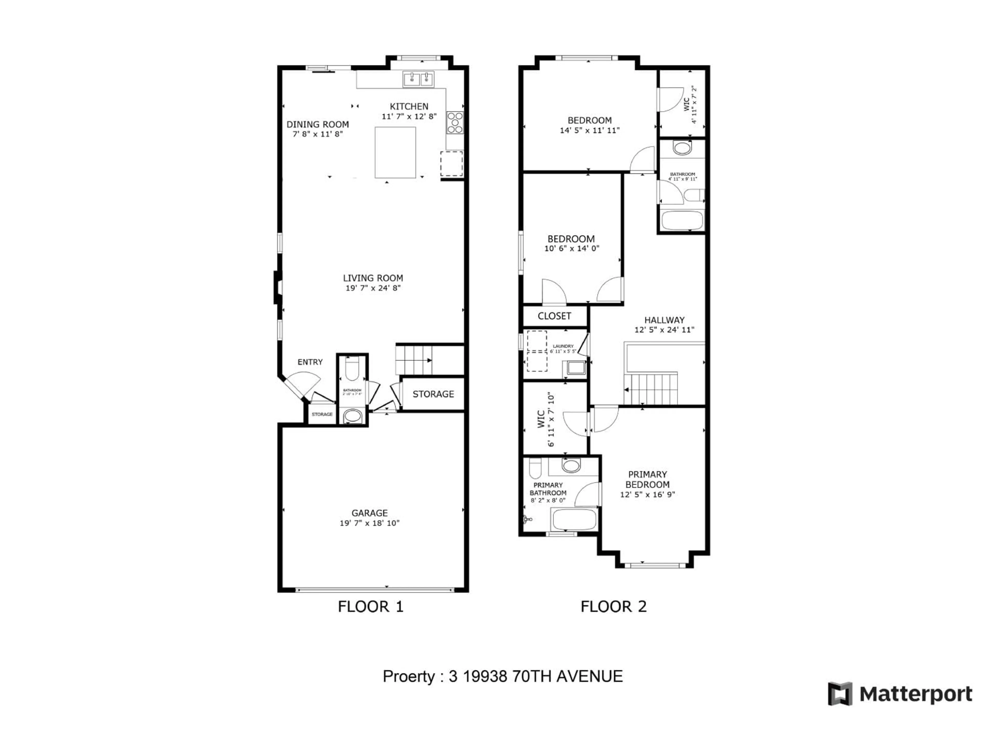 Floor plan for 3 - 19938 70TH AVENUE, Langley British Columbia V2Y3C6