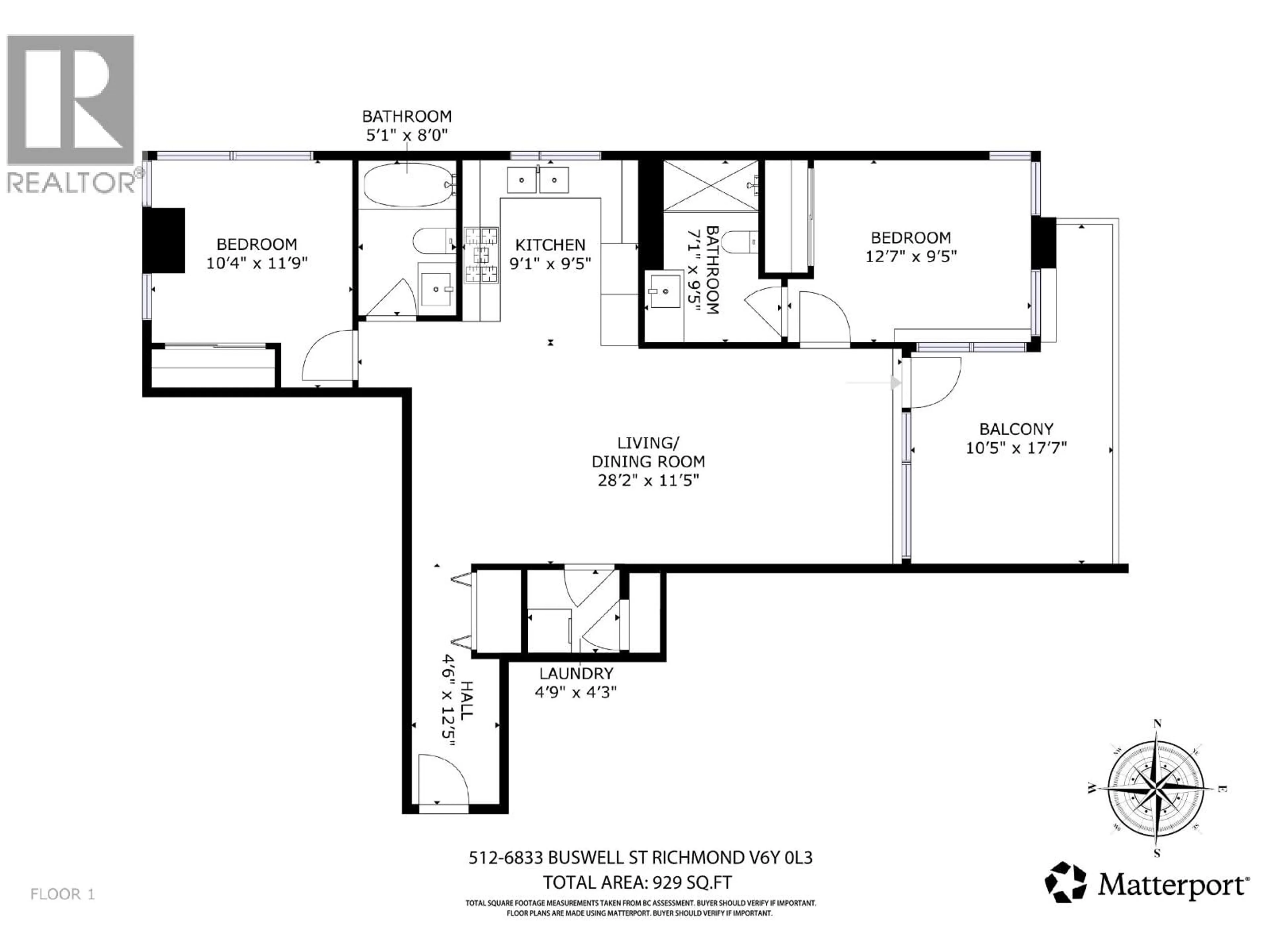 Floor plan for 512 - 6833 BUSWELL STREET, Richmond British Columbia V6Y0L3
