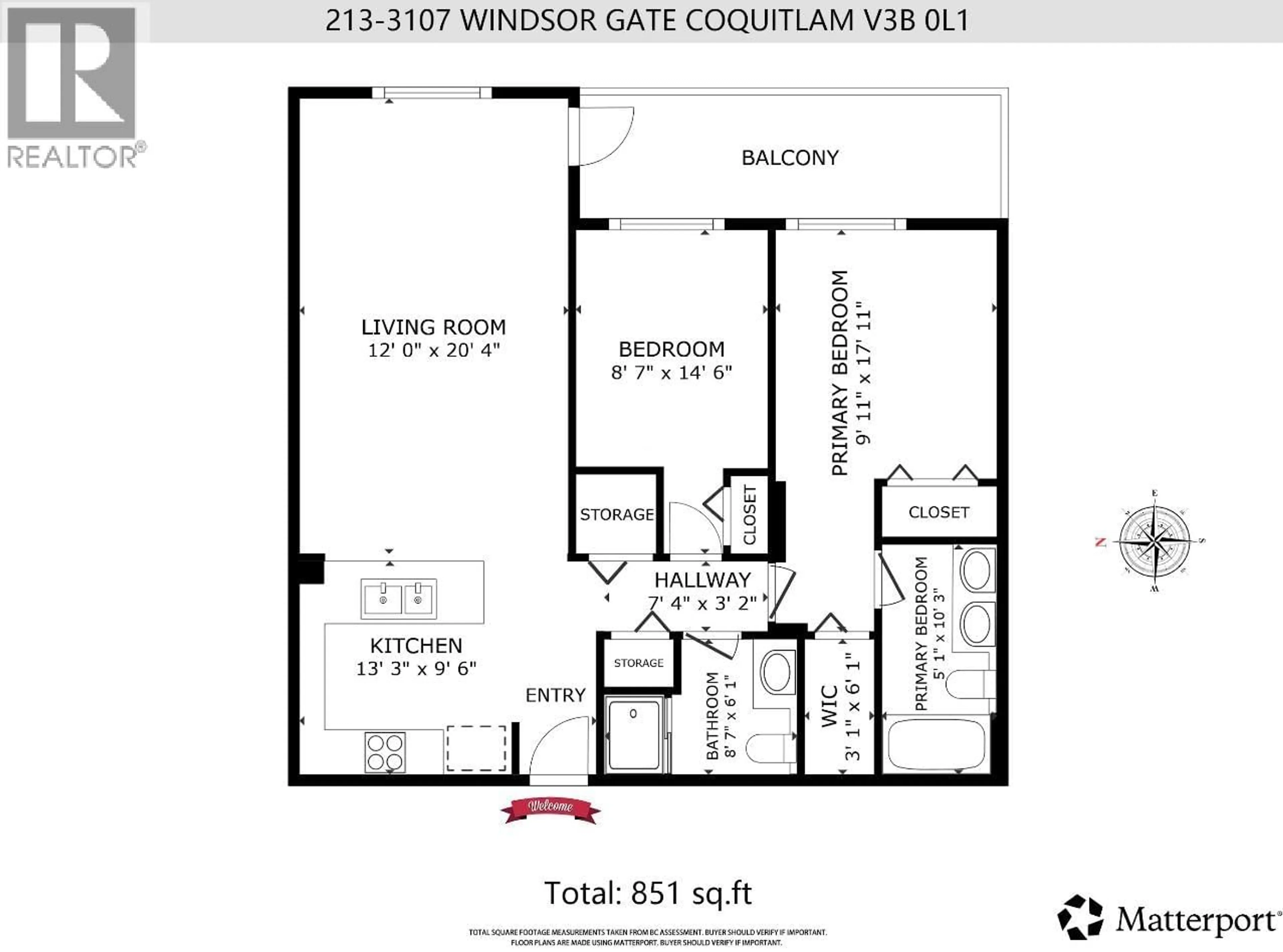Floor plan for 213 - 3107 WINDSOR GATE, Coquitlam British Columbia V3B0L1