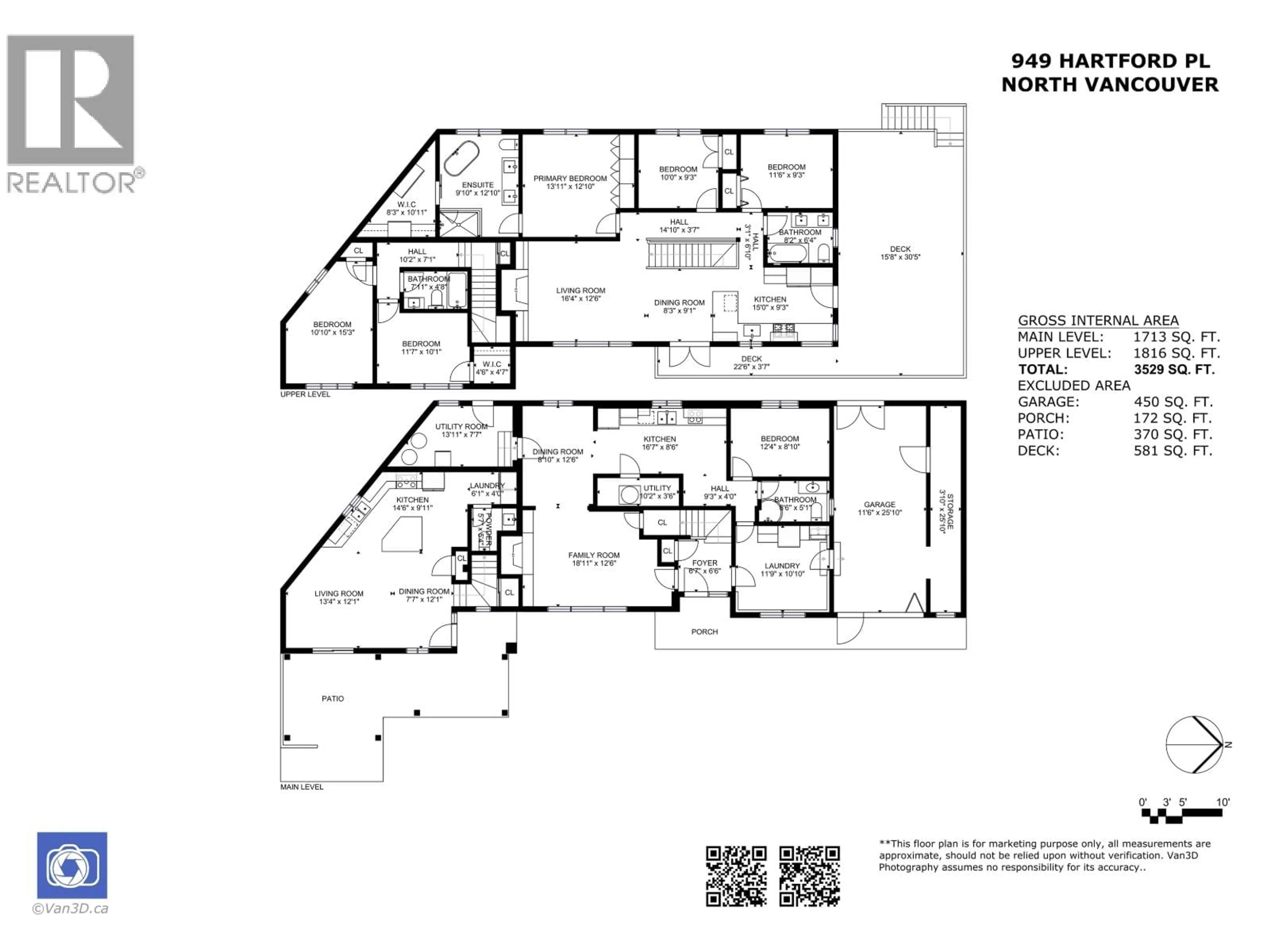 Floor plan for 949 HARTFORD PLACE, North Vancouver British Columbia V7H2J8