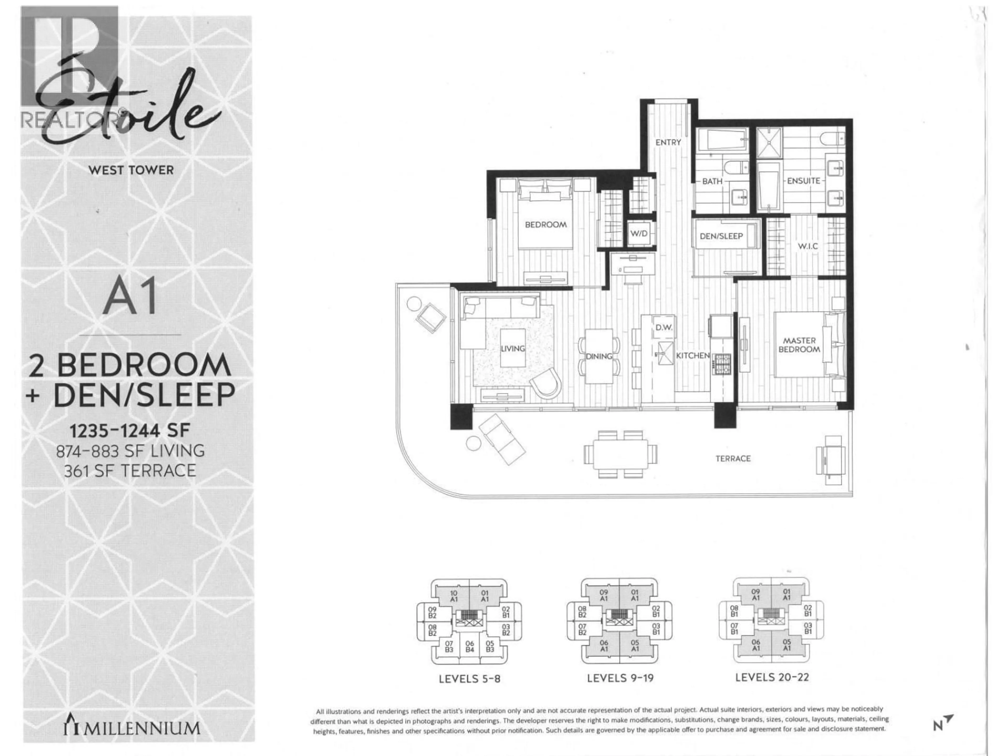 Floor plan for 1905 - 5311 GORING STREET, Burnaby British Columbia V5B0B5