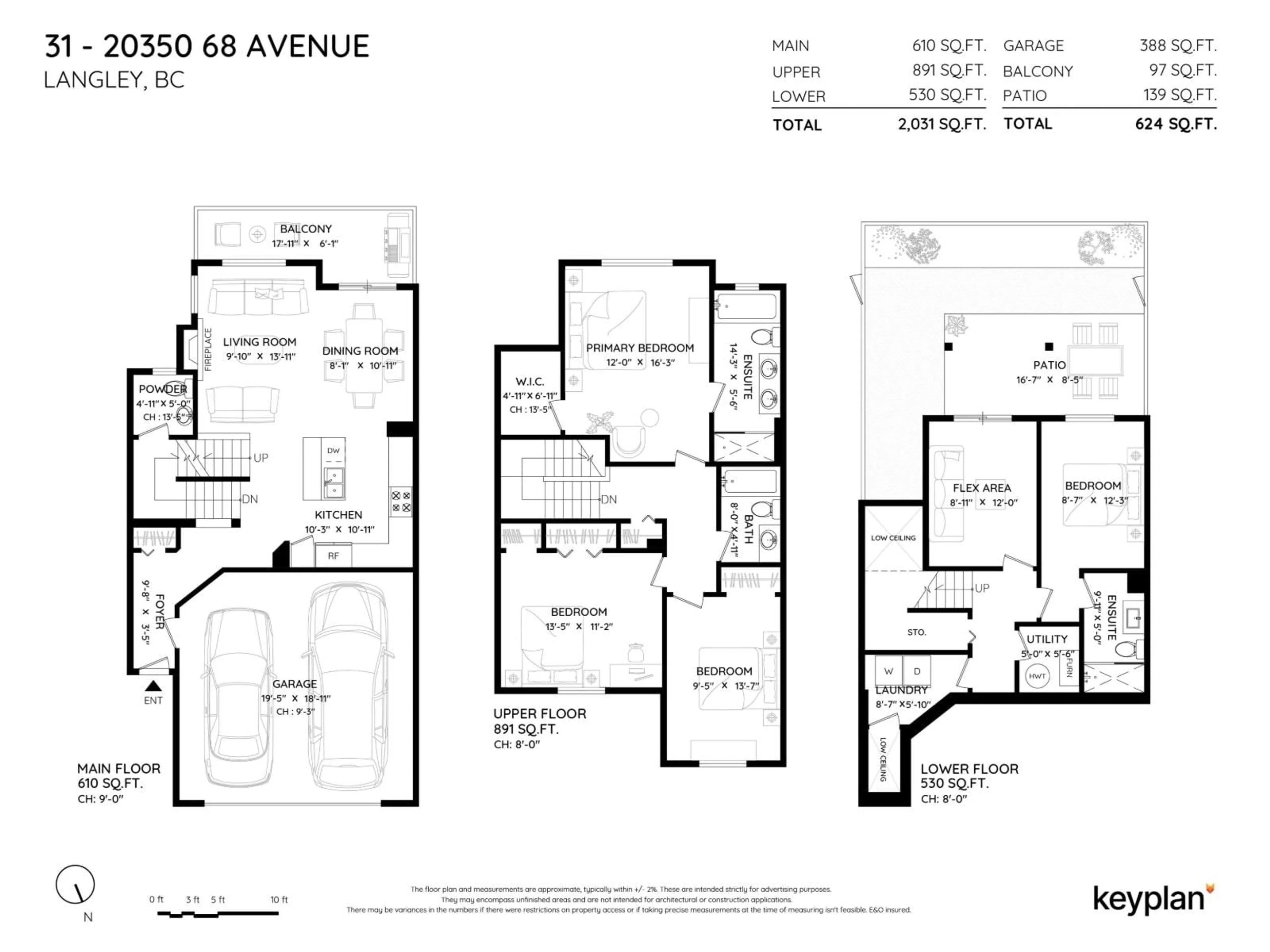 Floor plan for 31 - 20350 68 AVENUE, Langley British Columbia V2Y3A5