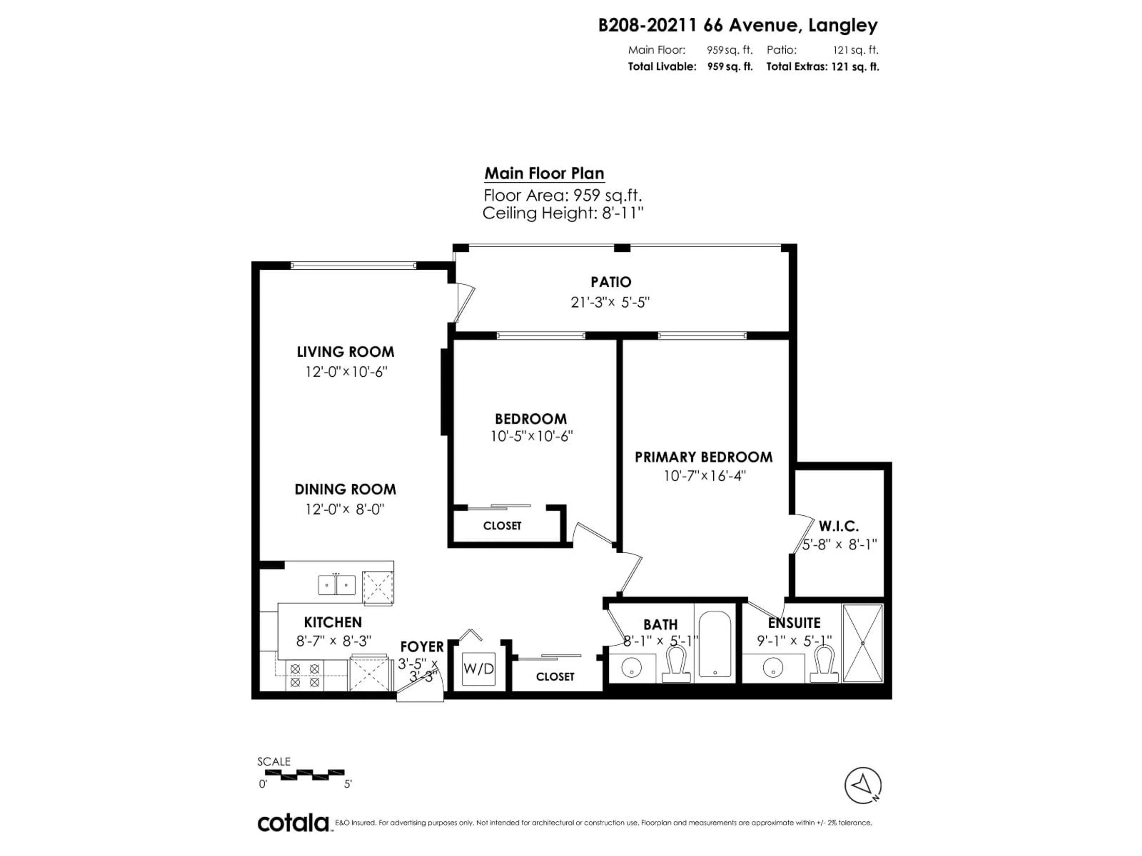Floor plan for B208 - 20211 66TH AVENUE, Langley British Columbia V2Y0L4