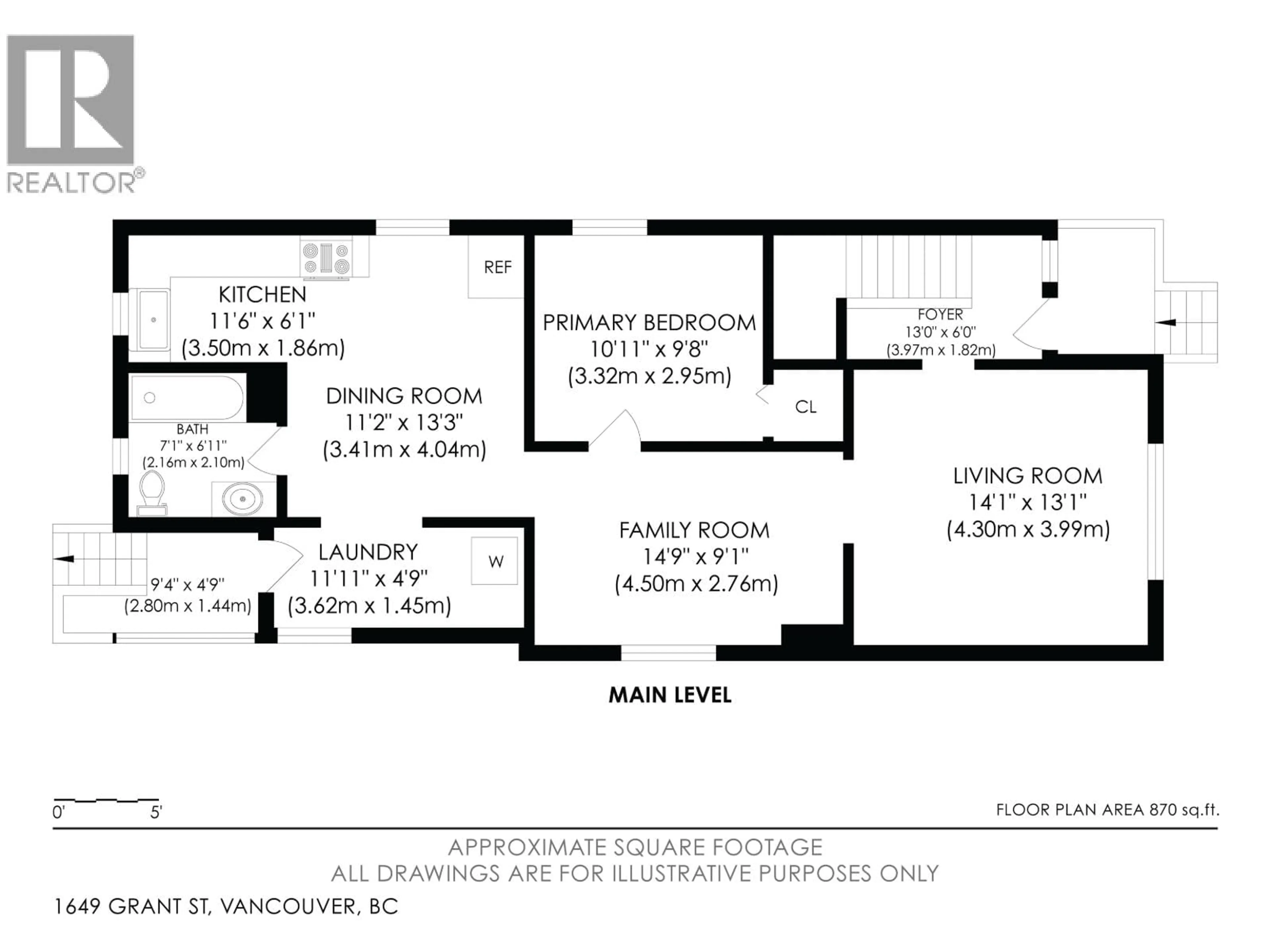 Floor plan for 1649 GRANT STREET, Vancouver British Columbia V5L2Y4