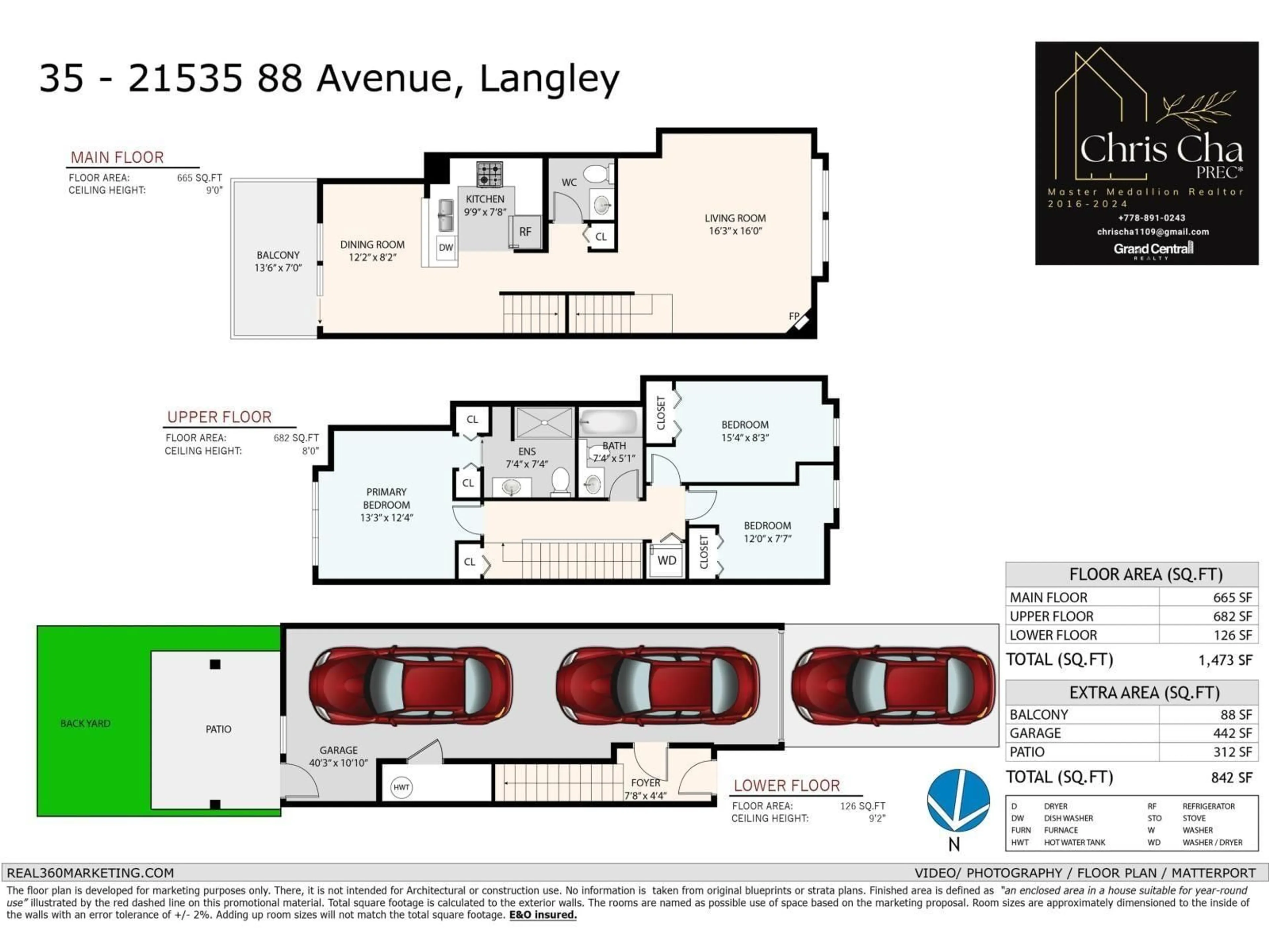 Floor plan for 35 - 21535 88 AVENUE, Langley British Columbia V1M4E5