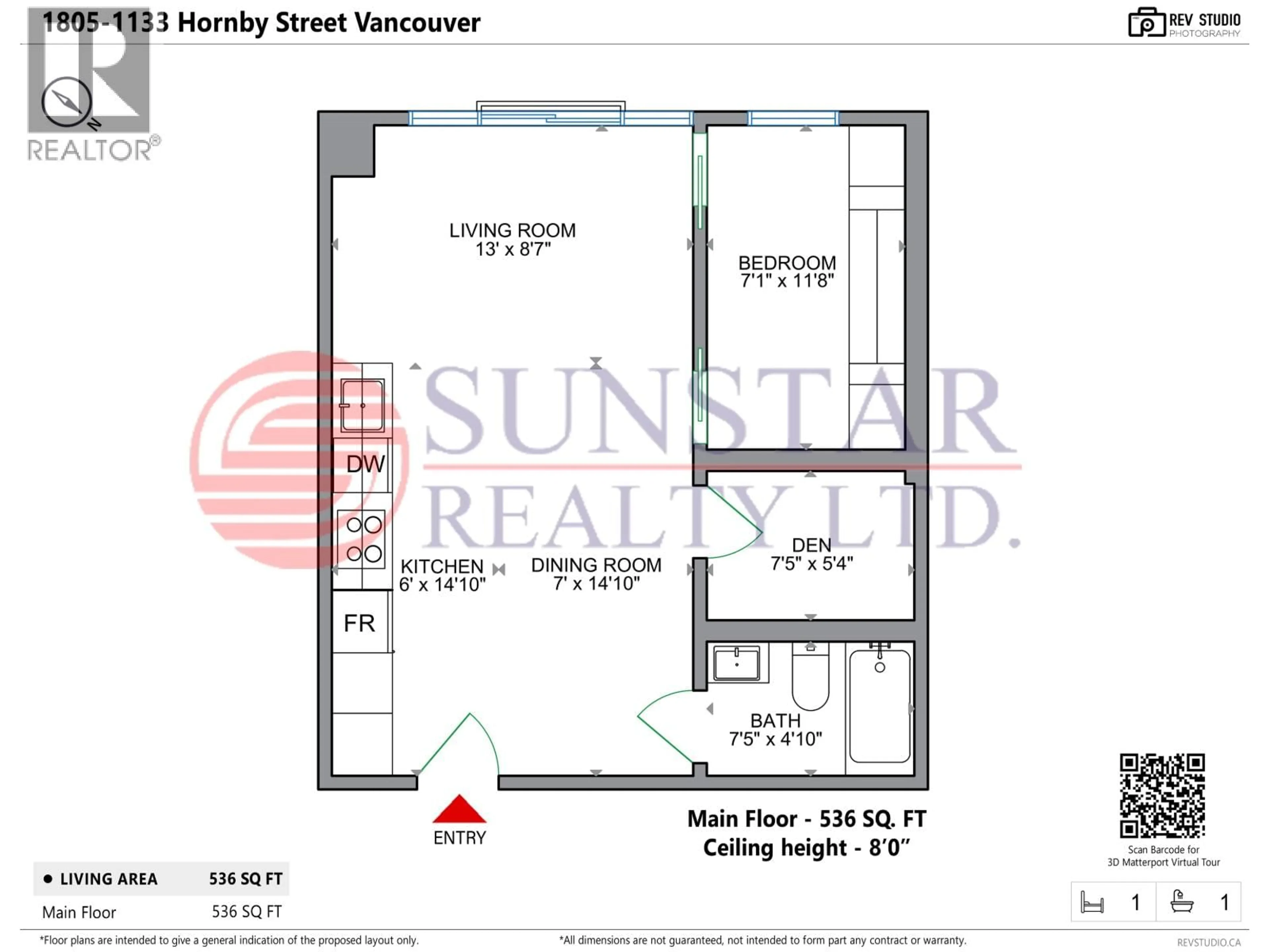Floor plan for 1805 - 1133 HORNBY STREET, Vancouver British Columbia V6Z1W1