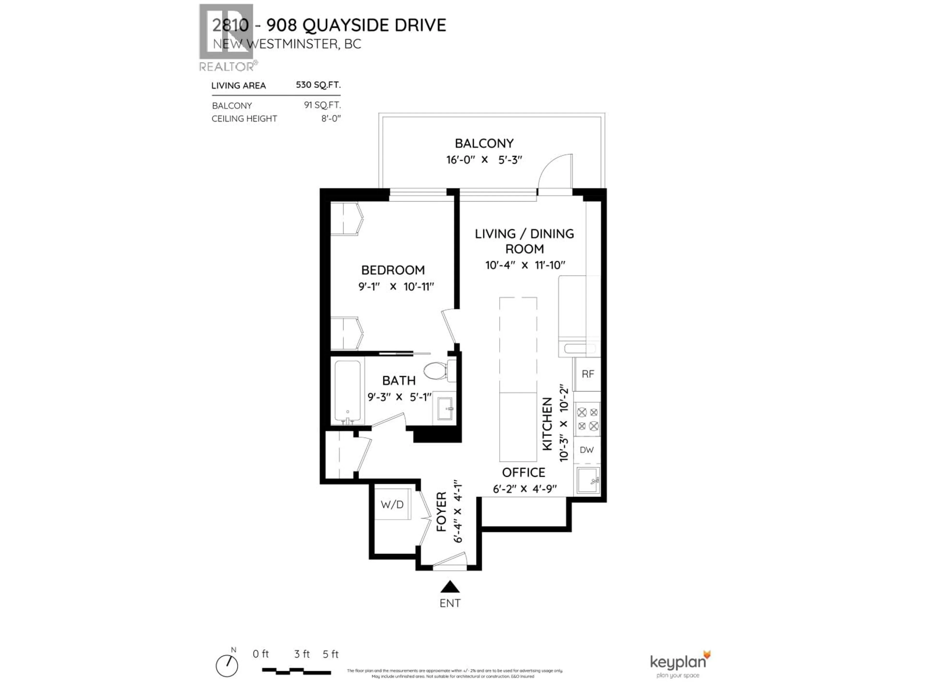 Floor plan for 2810 - 908 QUAYSIDE DRIVE, New Westminster British Columbia V3M0L4