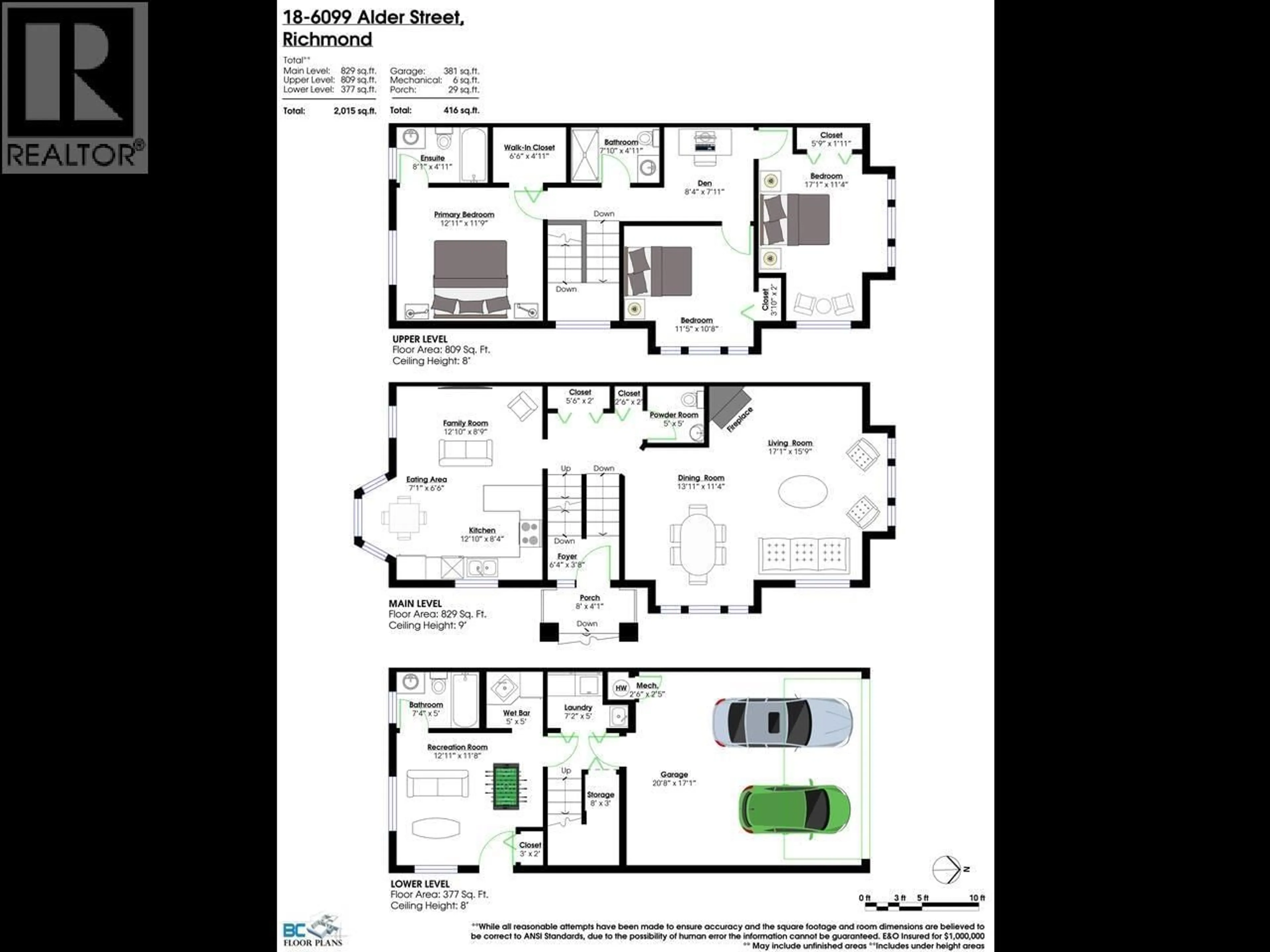 Floor plan for 18 - 6099 ALDER STREET, Richmond British Columbia V6Y0A8