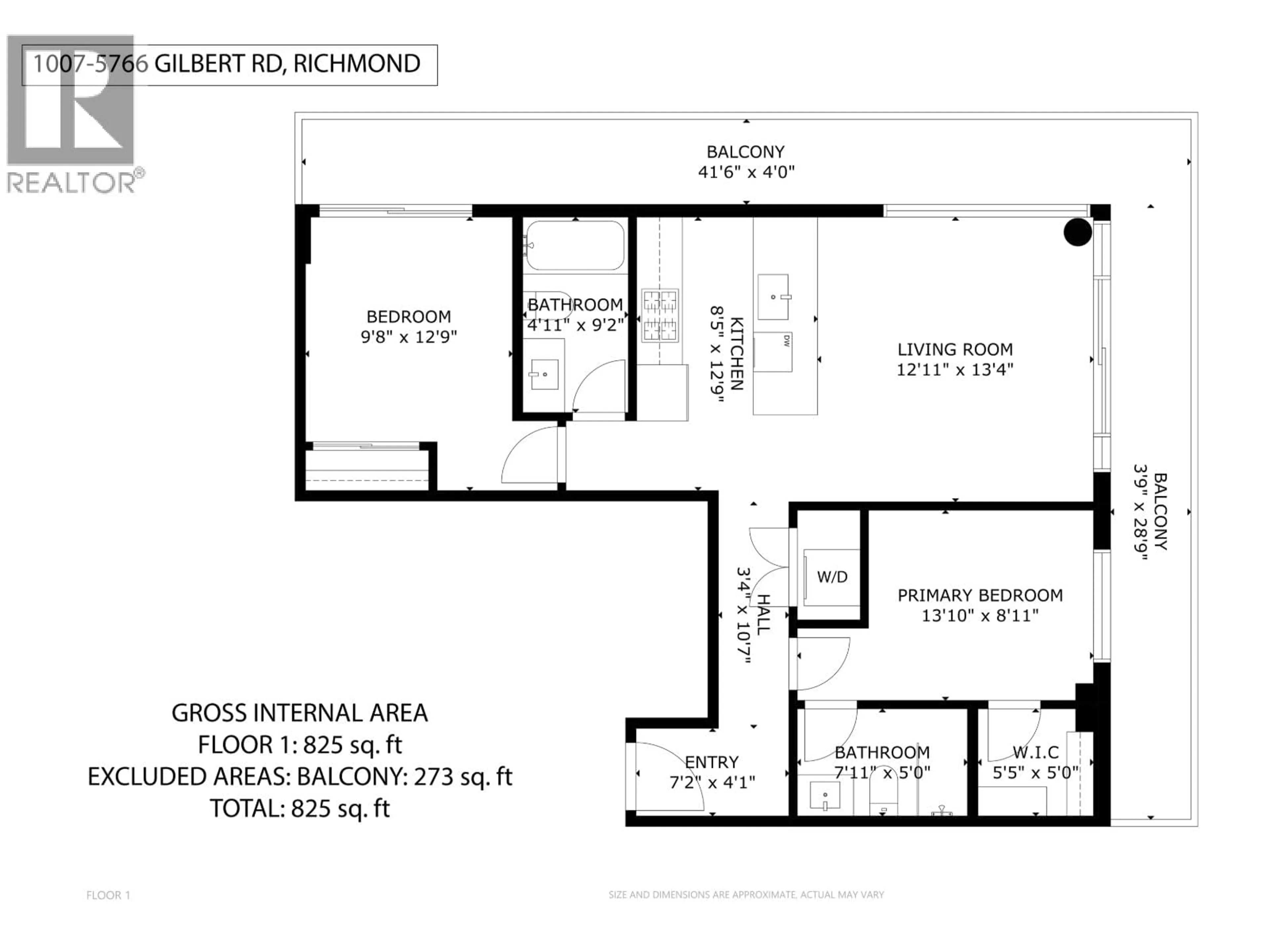 Floor plan for 1007 - 5766 GILBERT ROAD, Richmond British Columbia V6X1B7