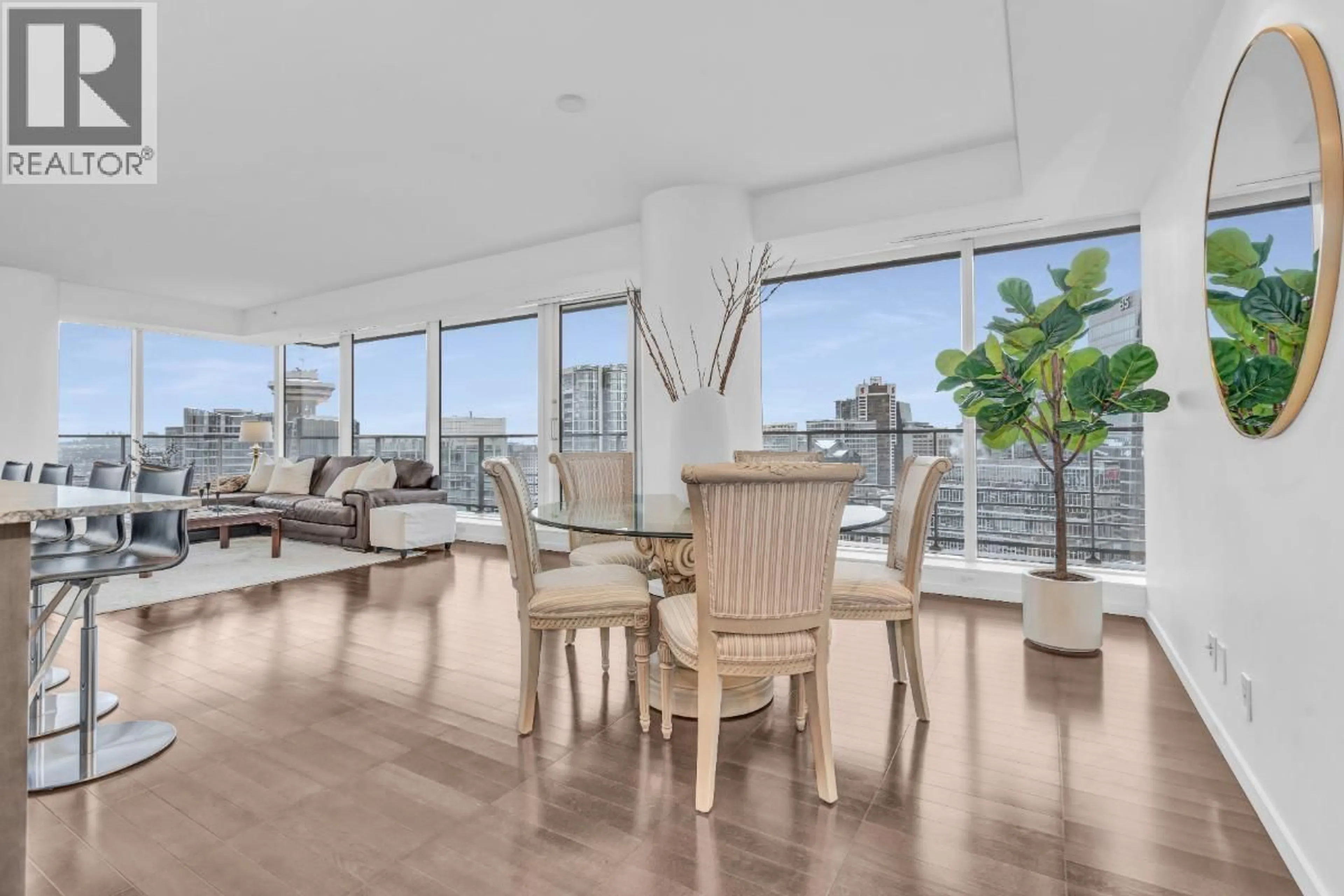 Dining room, wood/laminate floor for 3503 - 1011 CORDOVA STREET, Vancouver British Columbia V6C0B2