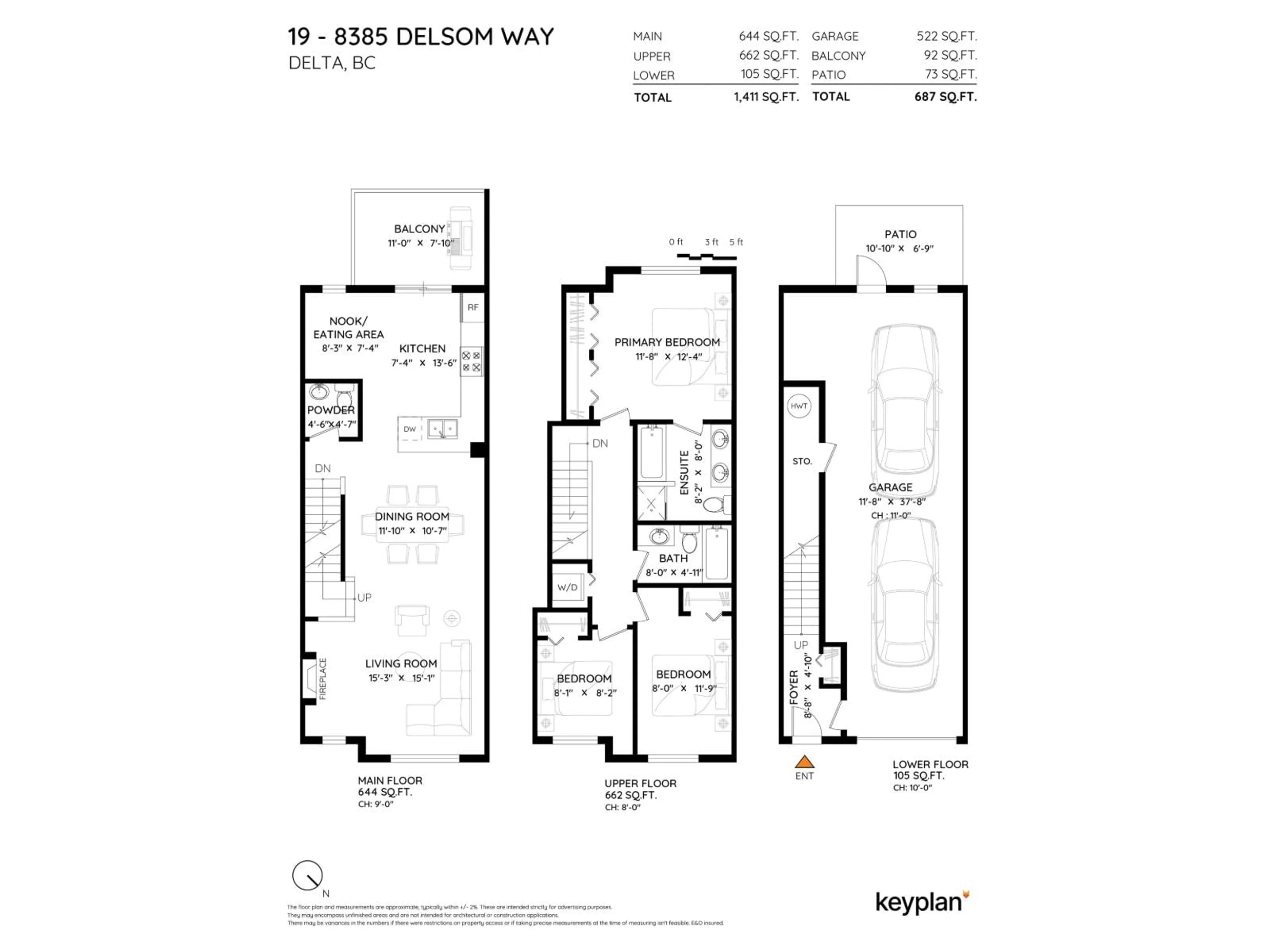 Floor plan for 19 - 8385 DELSOM WAY, Delta British Columbia V4C0A3