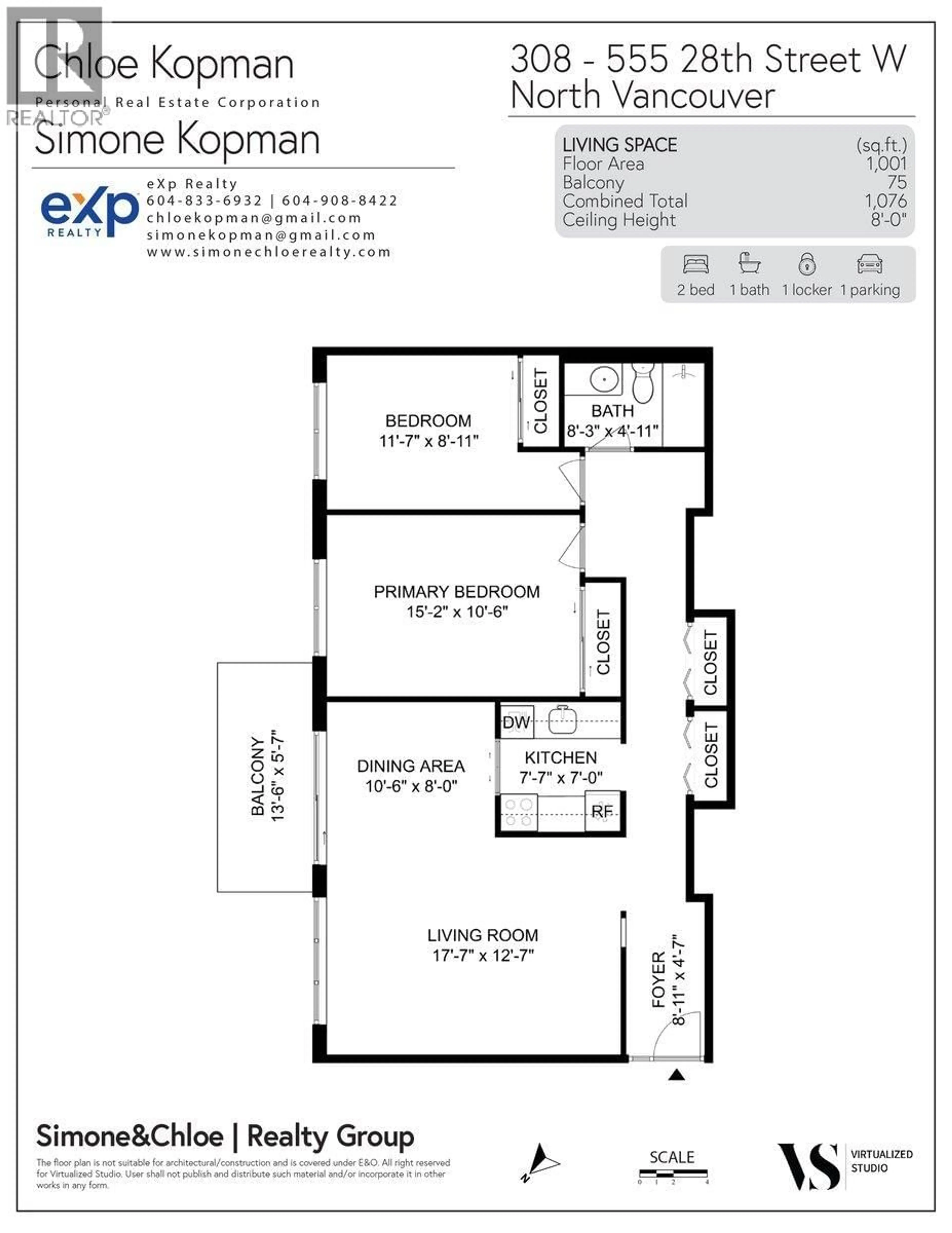 Floor plan for 308 - 555 28TH STREET, North Vancouver British Columbia V7N2J7