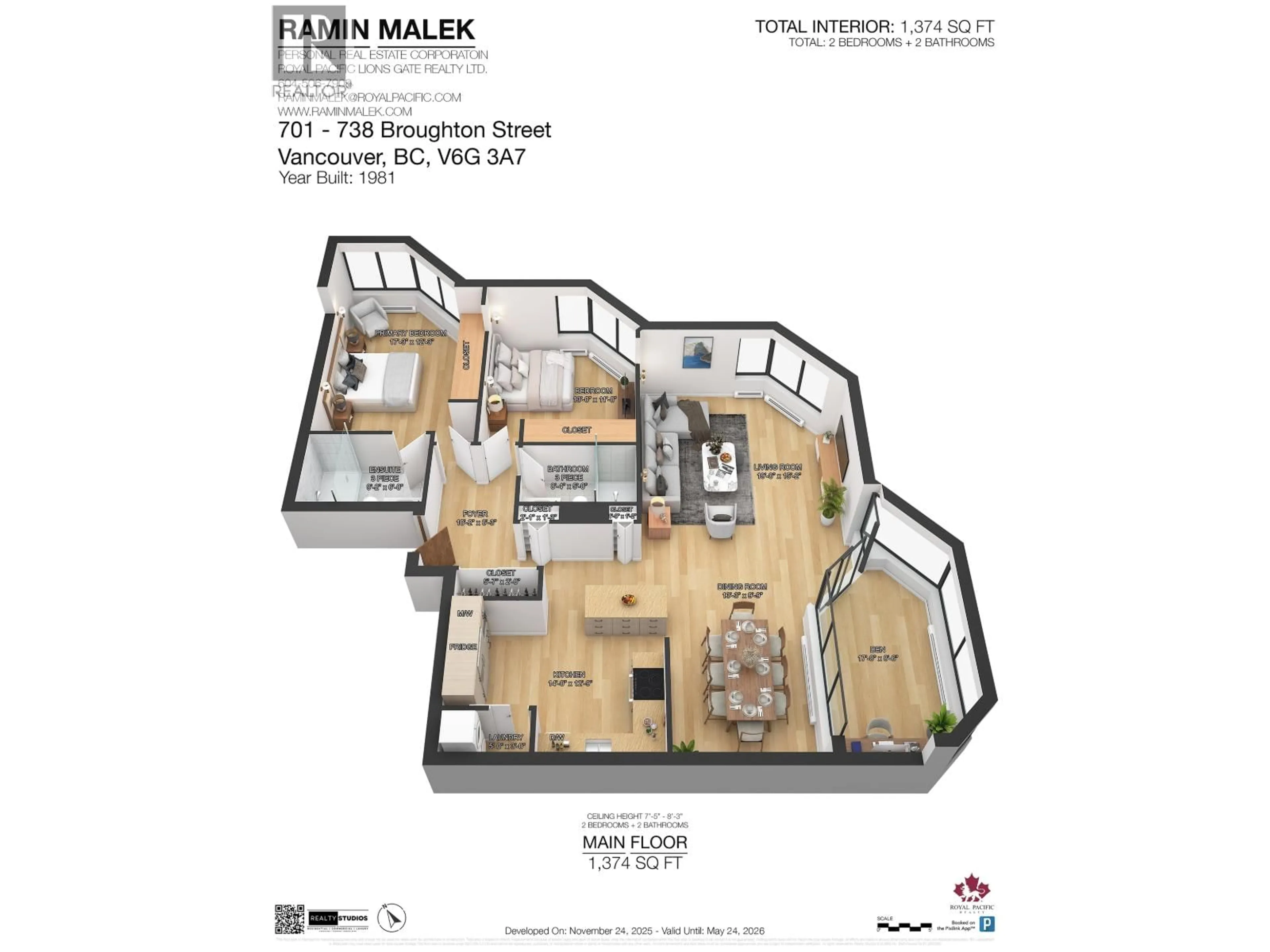 Floor plan for 701 - 738 BROUGHTON STREET, Vancouver British Columbia V6G3A7