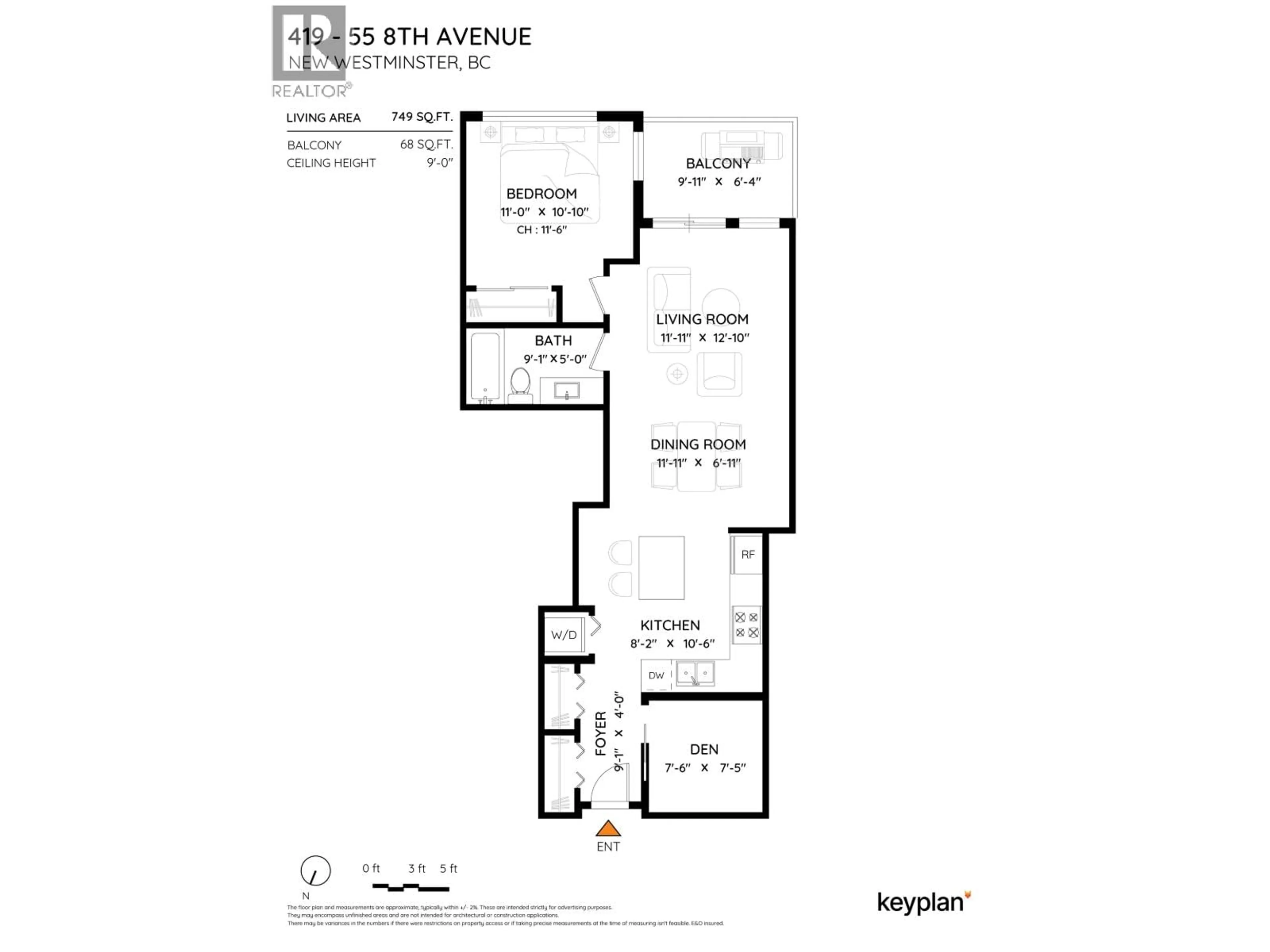 Floor plan for 419 - 55 EIGHTH AVENUE, New Westminster British Columbia V3L0E8