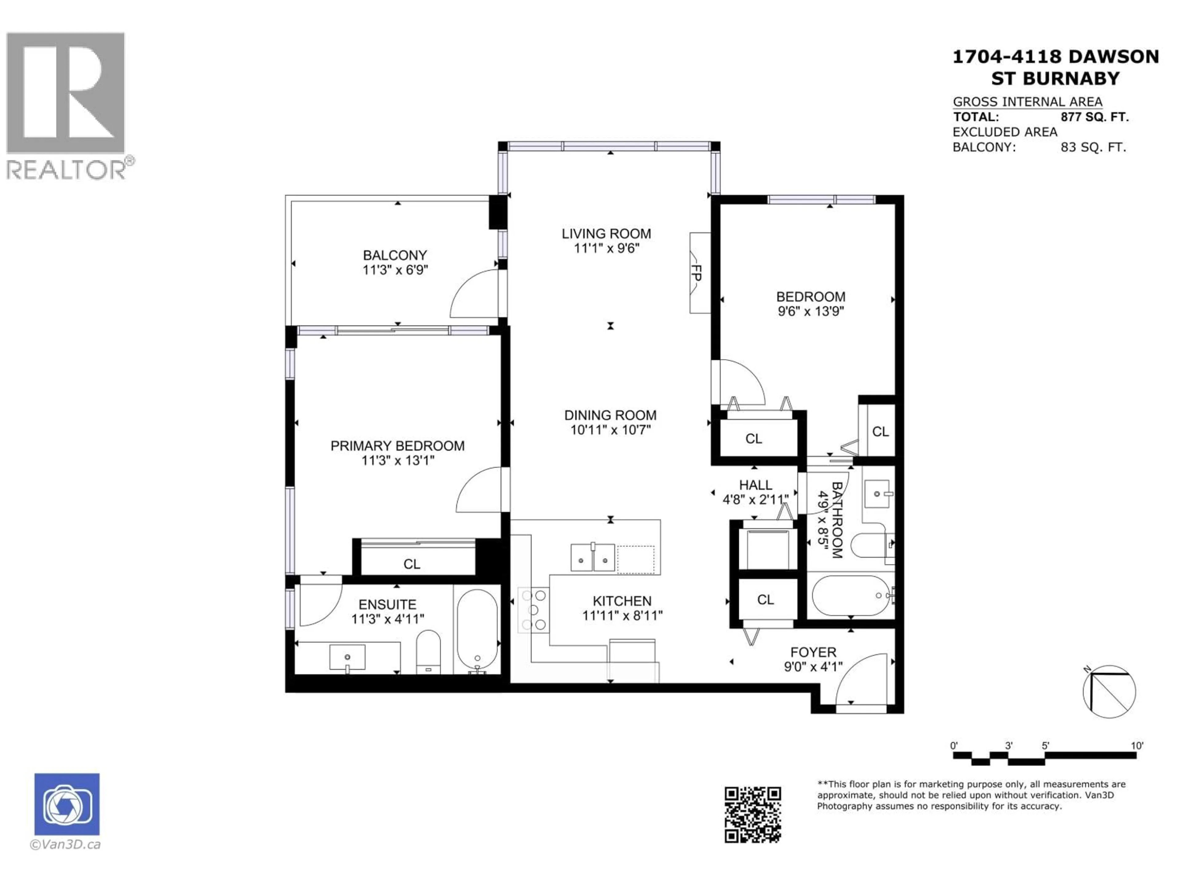 Floor plan for 1704 - 4118 DAWSON STREET, Burnaby British Columbia V5C0A3