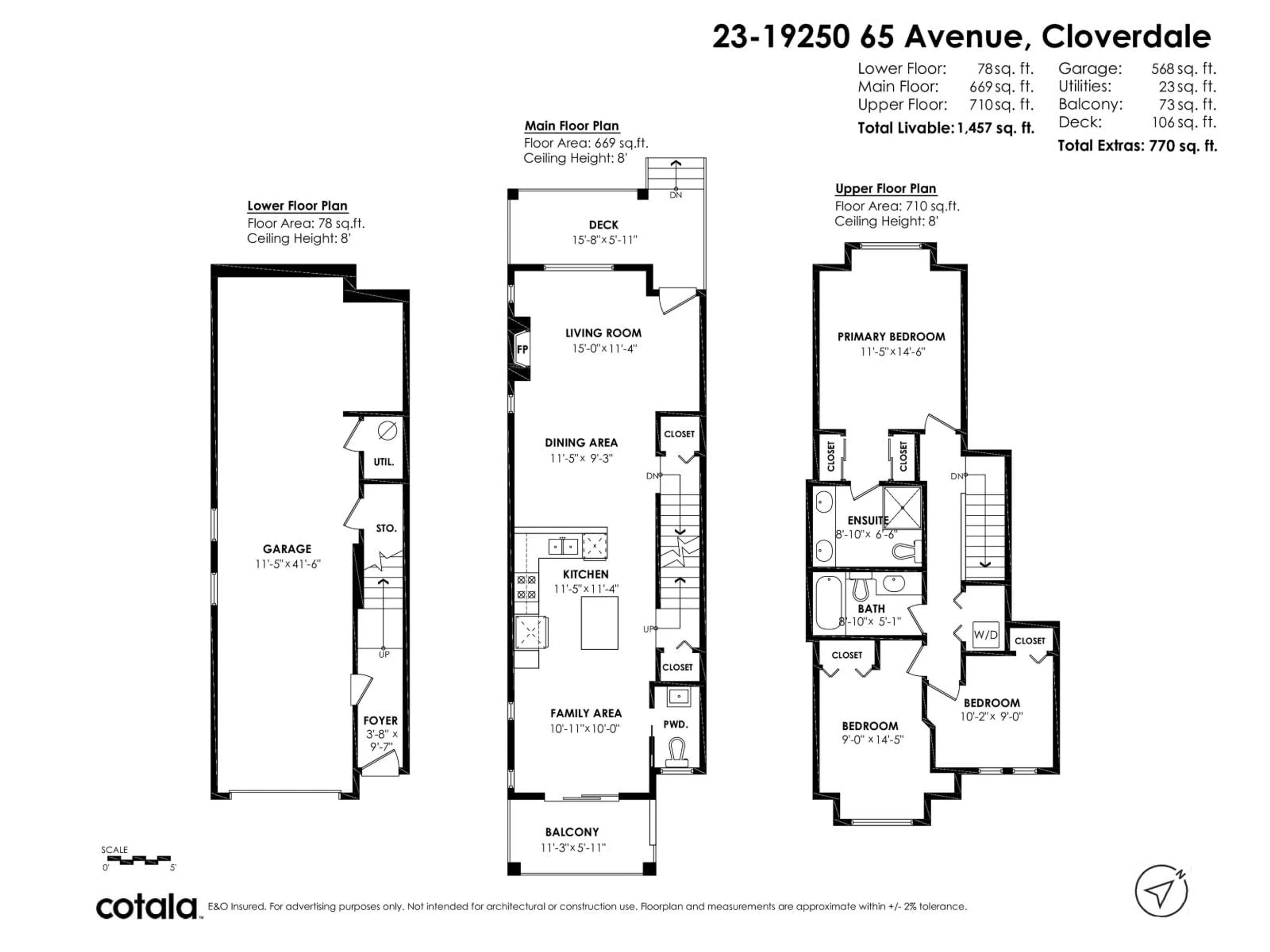 Floor plan for 23 - 19250 65 AVENUE, Surrey British Columbia V4N5R7