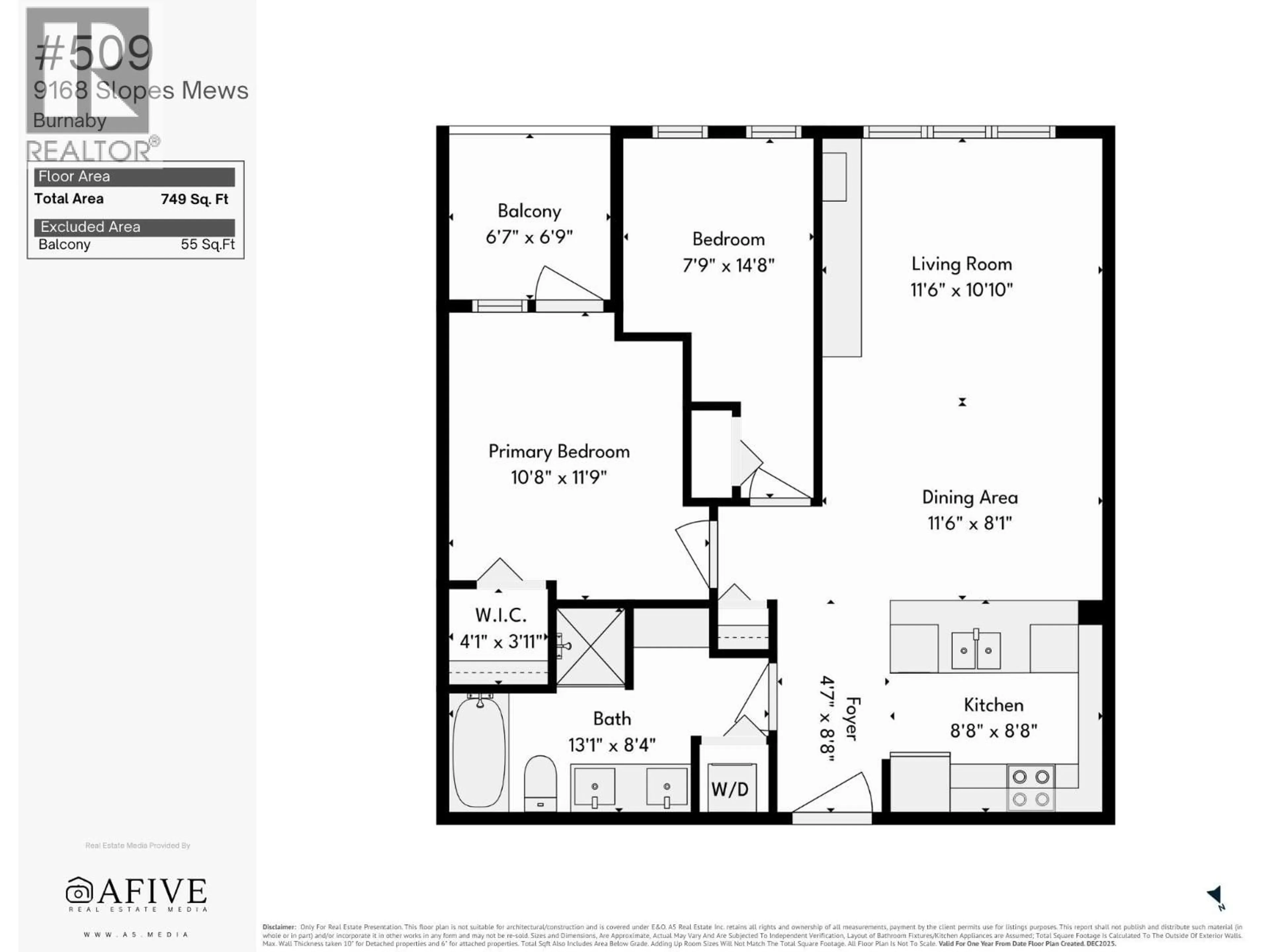 Floor plan for 509 - 9168 SLOPES MEWS, Burnaby British Columbia V5A0E4