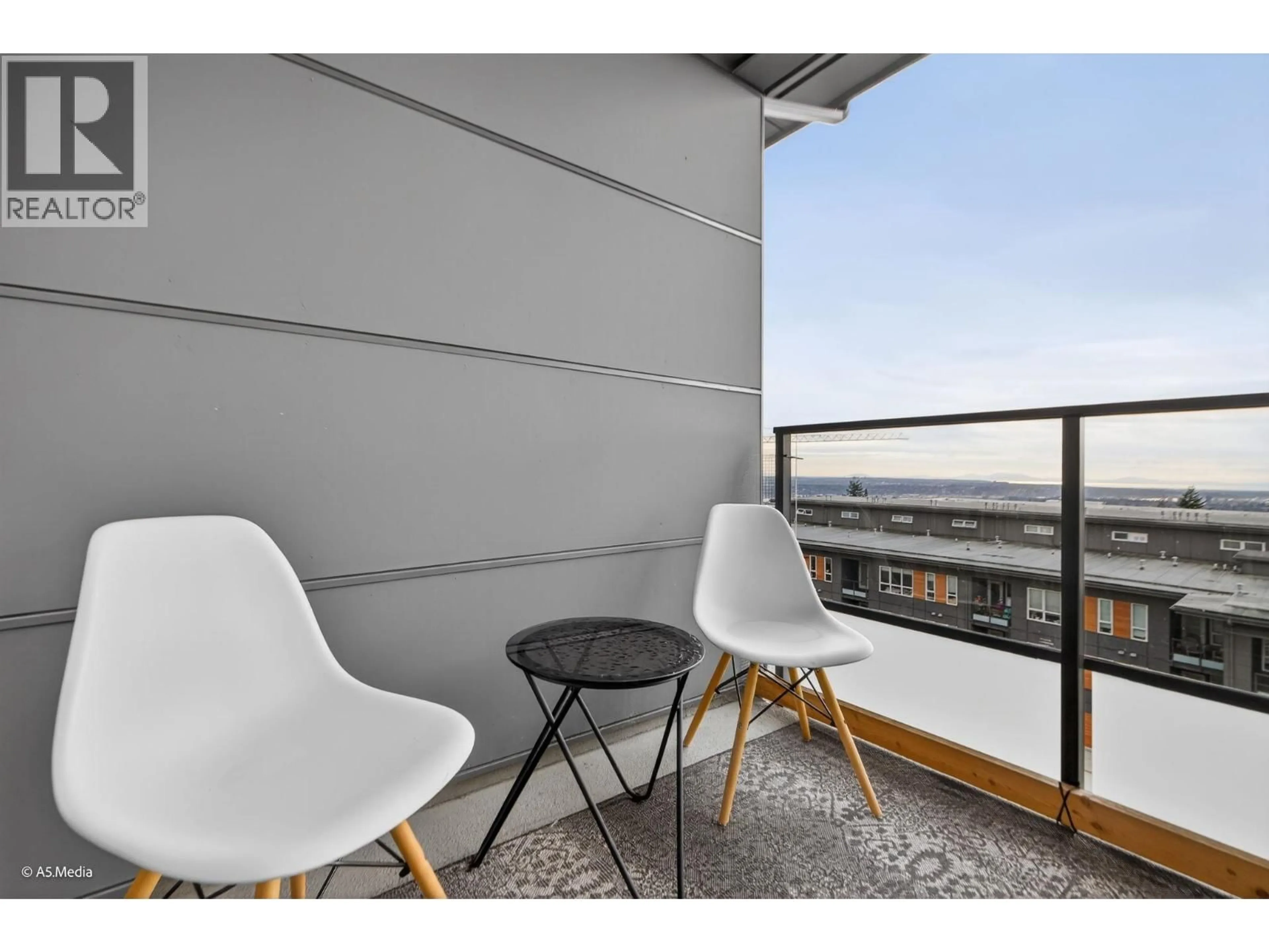 Balcony in the apartment, city buildings view from balcony for 509 - 9168 SLOPES MEWS, Burnaby British Columbia V5A0E4