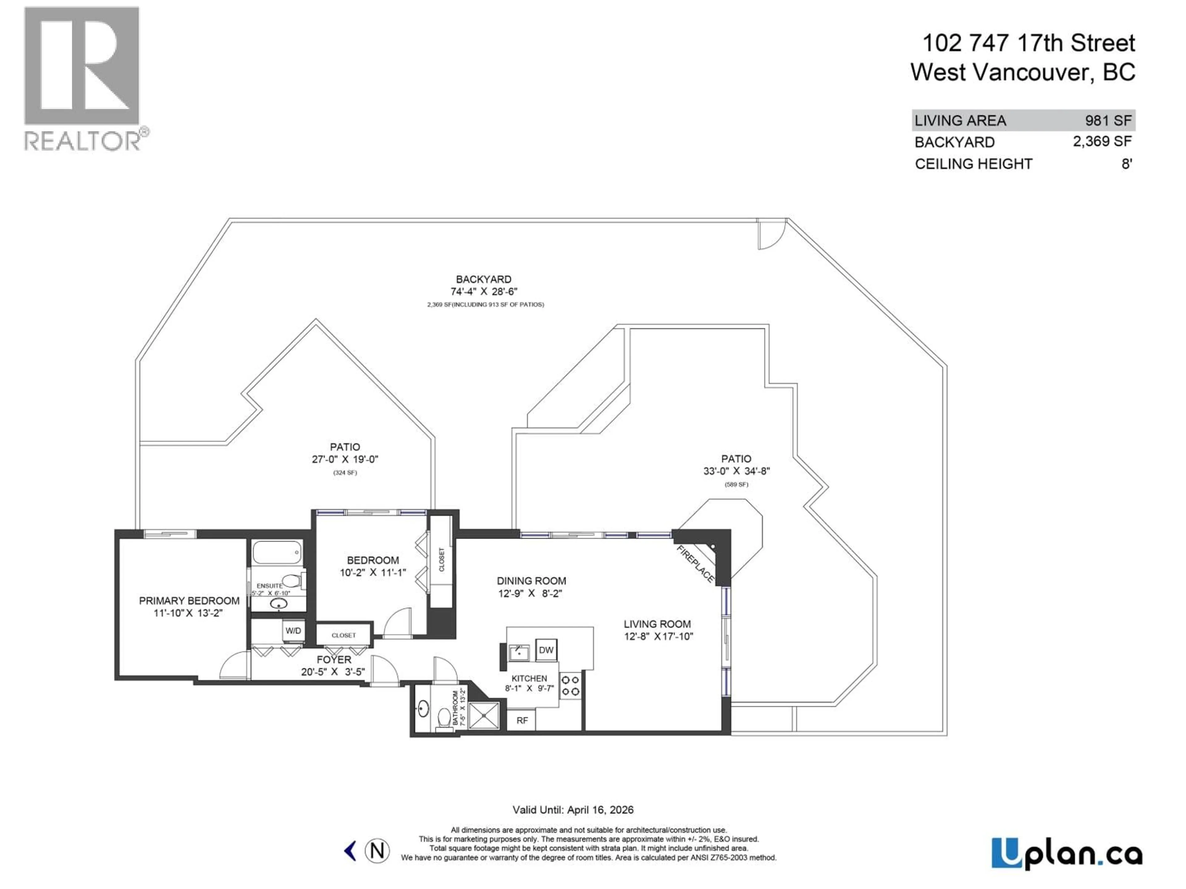 Floor plan for 102 - 747 17TH STREET, West Vancouver British Columbia V7V3T4