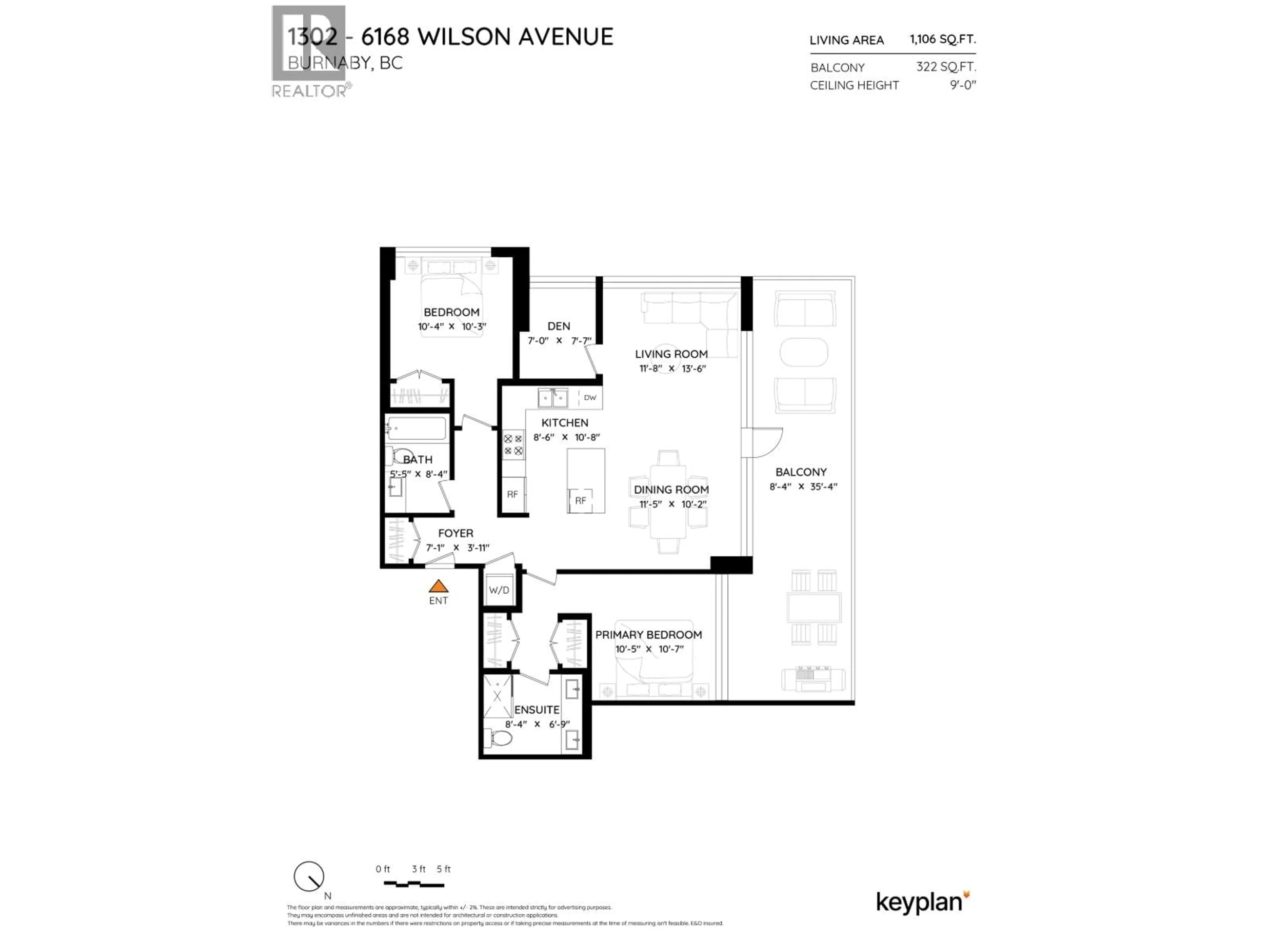 Floor plan for 1302 - 6168 WILSON AVENUE, Burnaby British Columbia V5H0B2