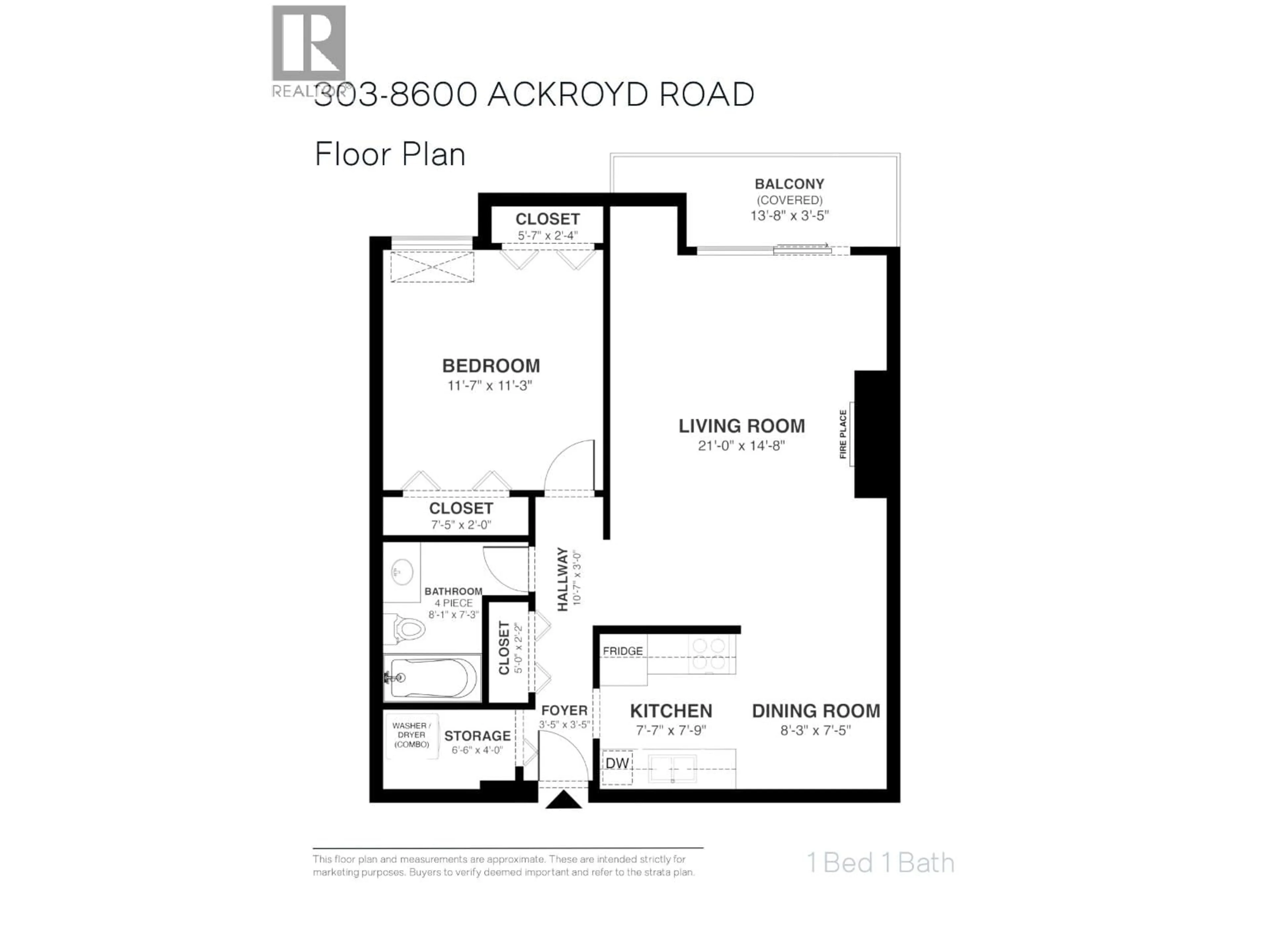 Floor plan for 303 - 8600 ACKROYD ROAD, Richmond British Columbia V6X3G1